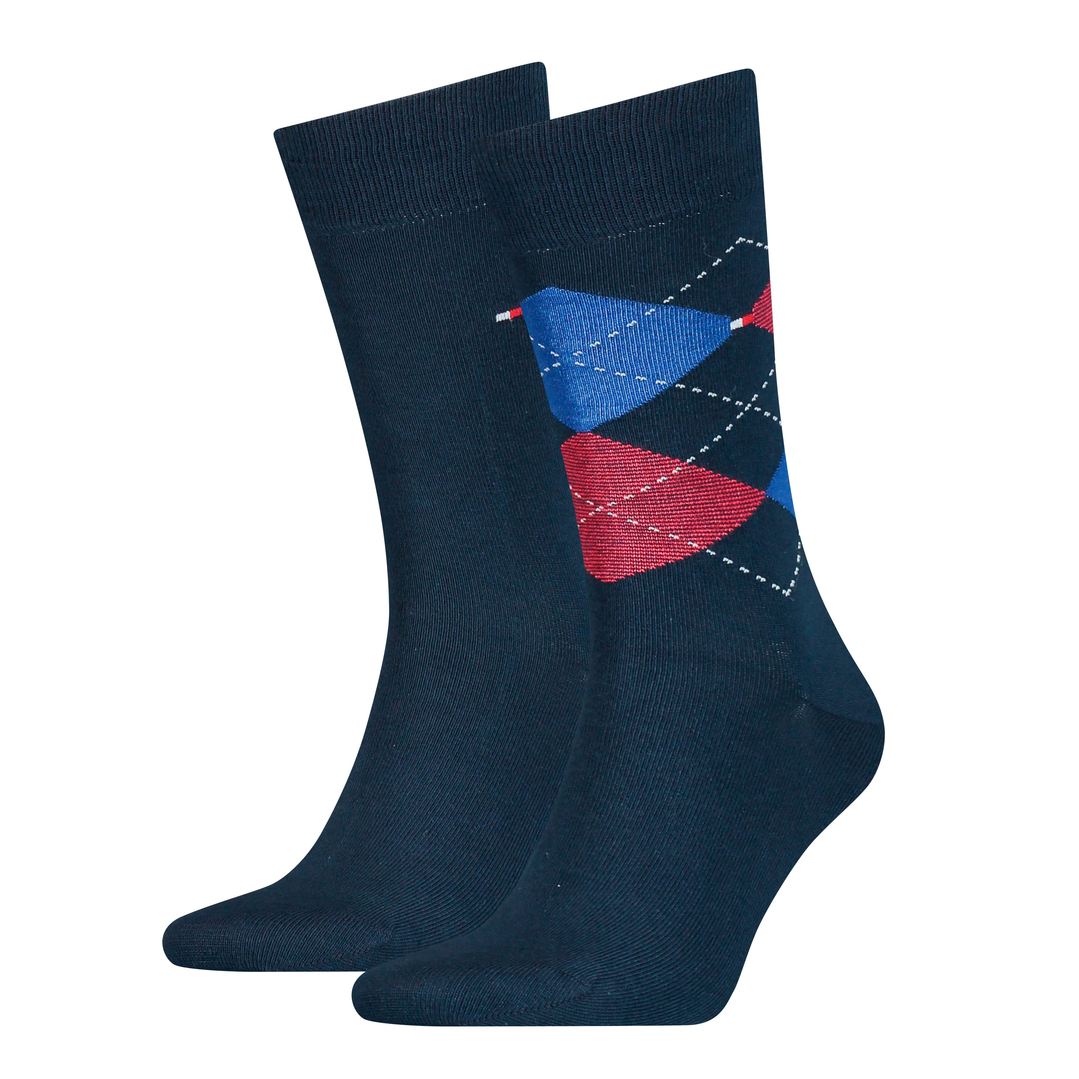 Tommy Hilfiger Sokken TH MEN SOCK CHECK 2P met klassiek argyle-ontwerp (2 paar) heren sokken maat 39-42 blauw