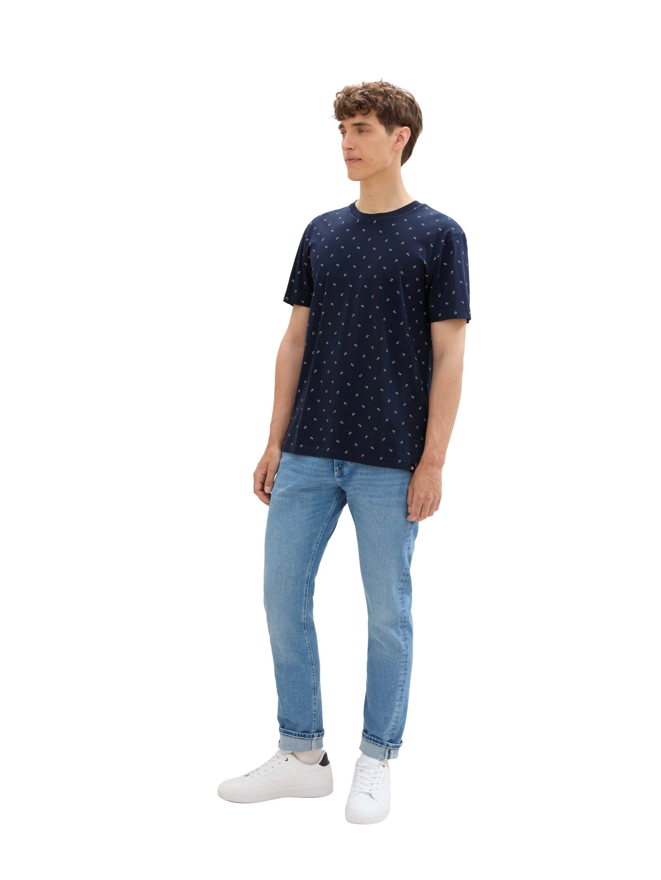 Tom Tailor Denim Shirt met ronde hals met minimale print