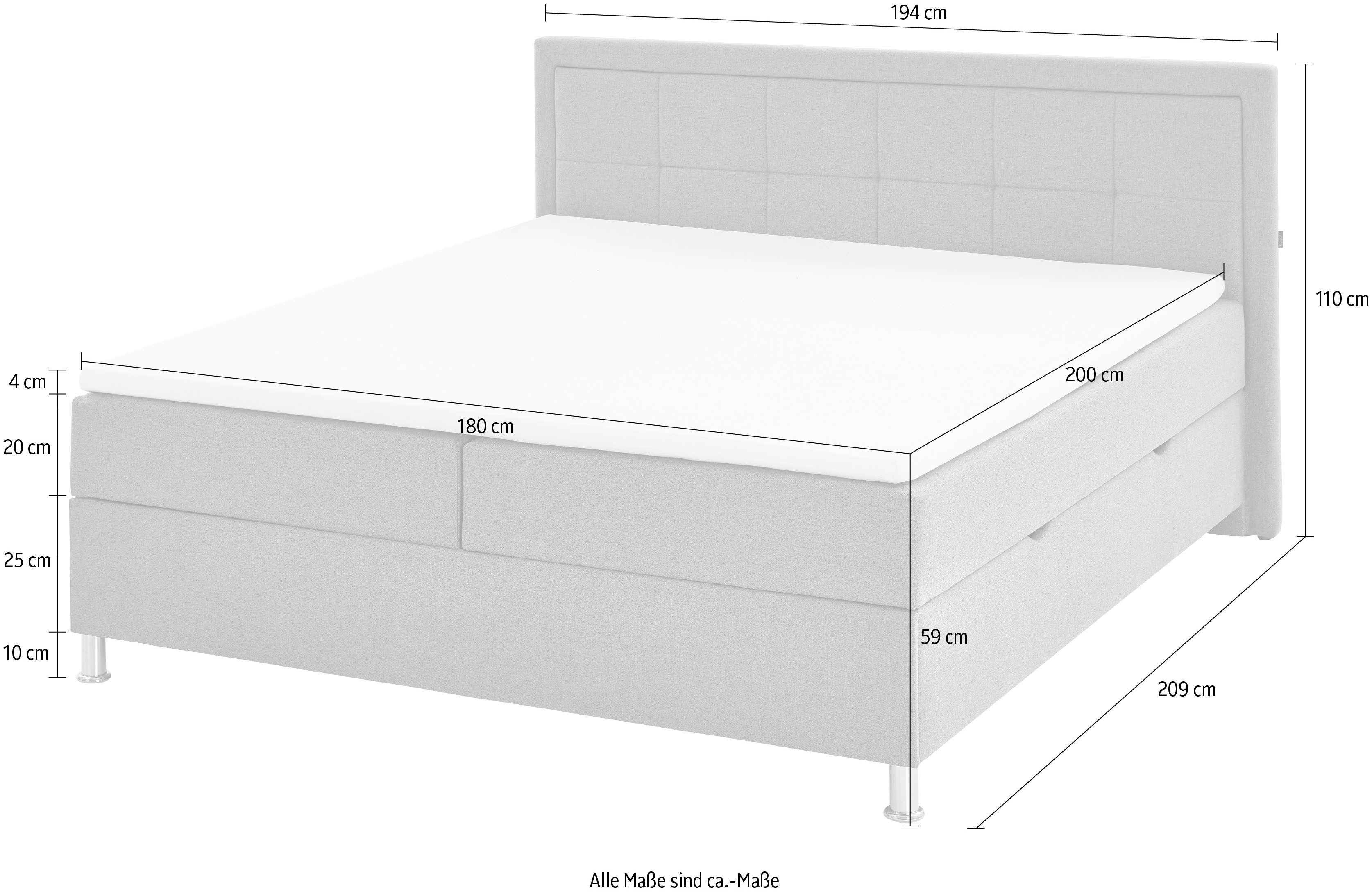 INOSIGN Boxspring Fergus met bedkist, incl. topmatras