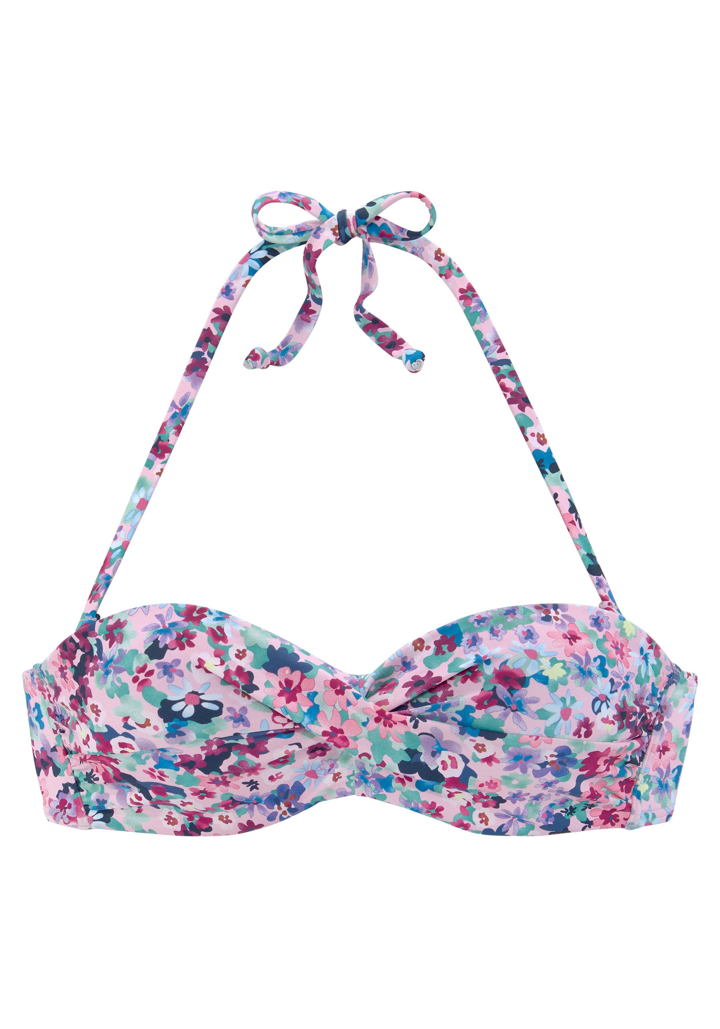 s.Oliver RED LABEL Beachwear Beugelbikinitop in bandeaumodel Scatter floraal ontwerp, gewatteerde cups, met uitneembare kussens