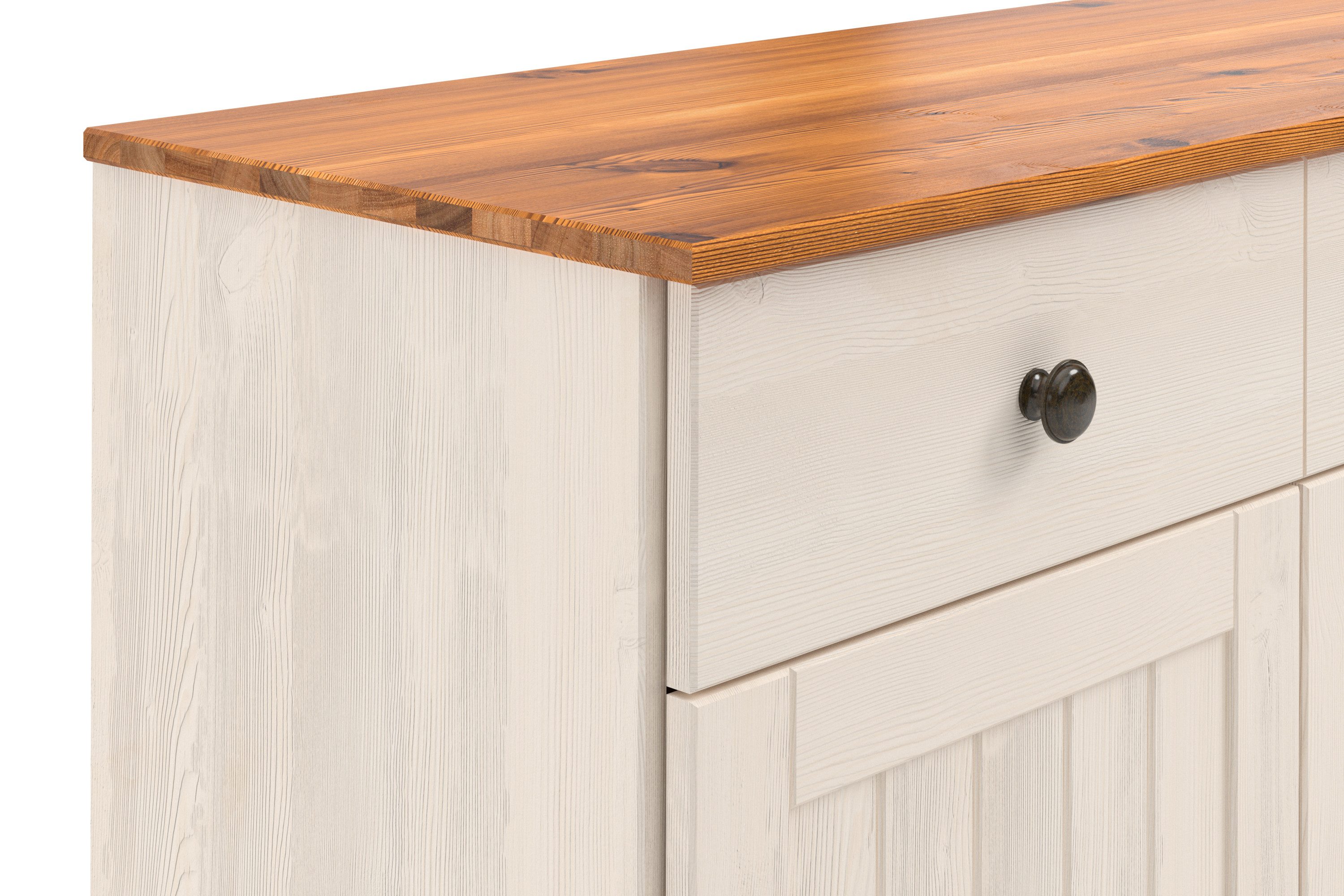 Home affaire Sidetable Alby2 Met 3 deuren, 3 lades en metalen grepen, breedte 125 cm
