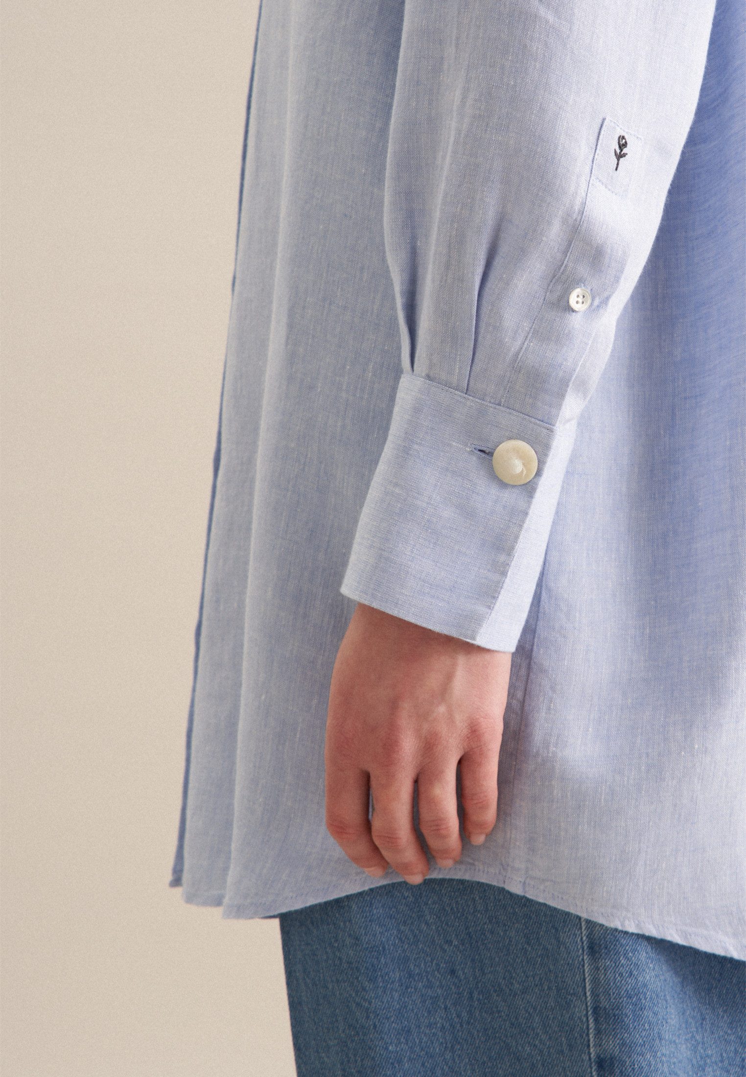 seidensticker Lange blouse Zwarte roos Lange mouwen kraag uni