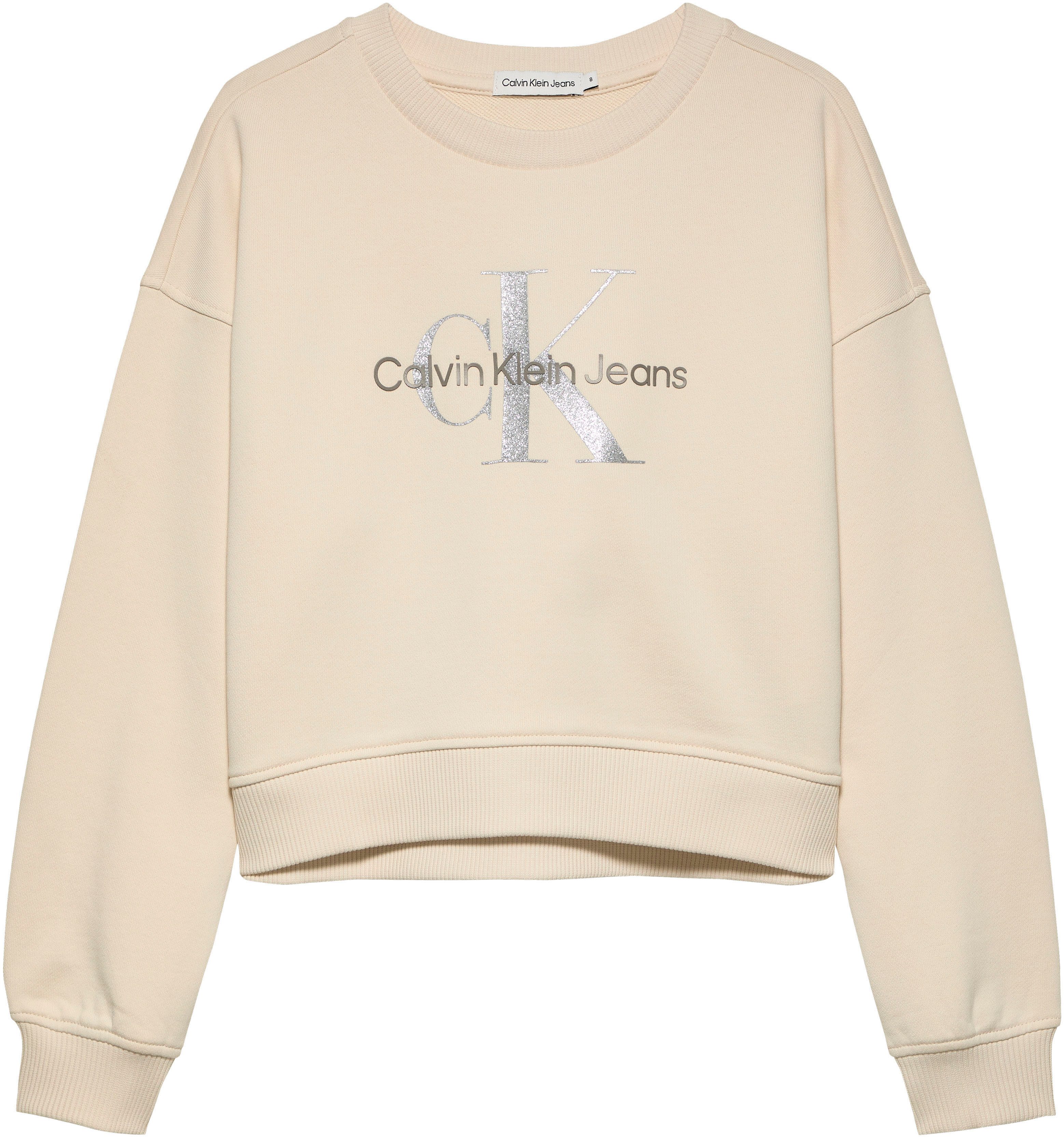 Calvin Klein Sweatshirt GLITTER MONOLOGO CN SWEATSHIRT voor kinderen tot 16 jaar met logo-opdruk