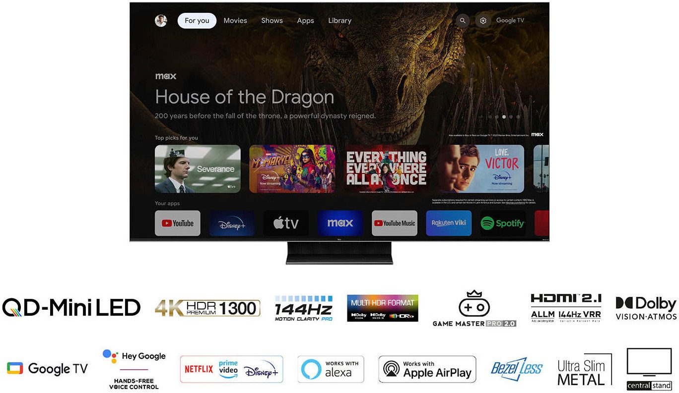 TCL Mini-led-tv, 214 cm / 85", 4K Ultra HD, Google TV - Smart TV - Android TV