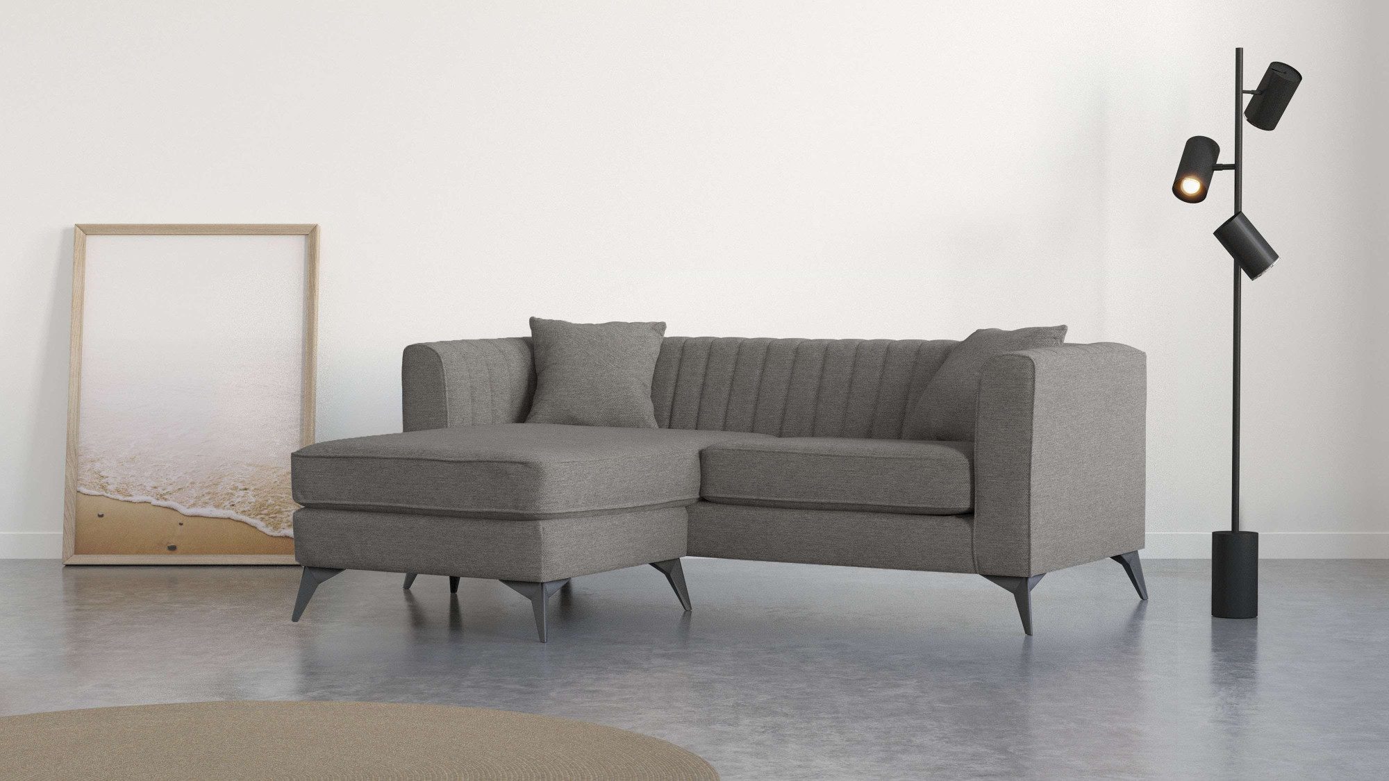 Places of Style Hoekbank MATTHEW L-vorm ideaal voor kleine ruimtes, afmetingen B/D/H: 201/162/74 cm bruin, hoekbanken, 201 cm