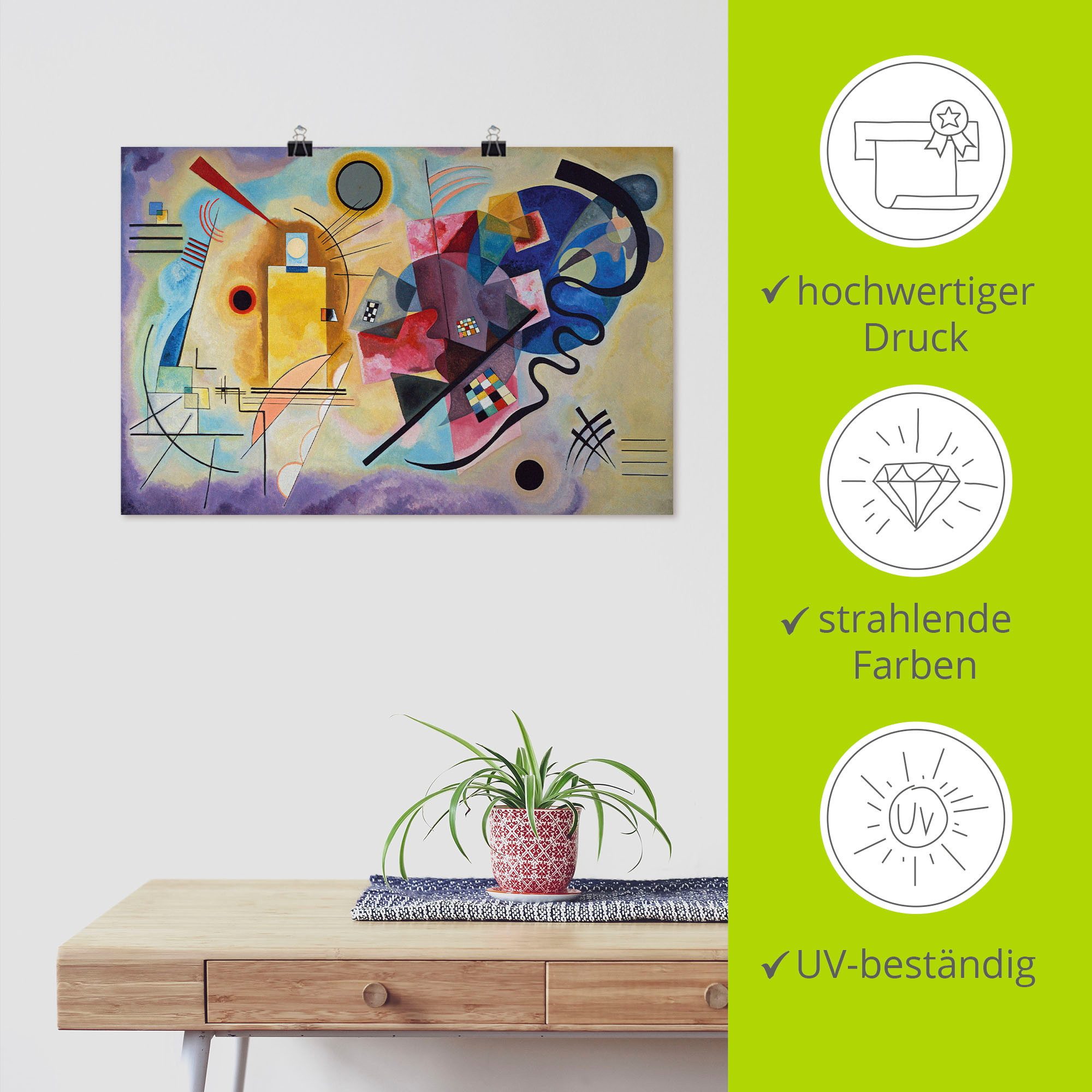 Artland Artprint Geel, rood en blauw. 1925 als artprint van aluminium, artprint voor buiten, poster, muursticker in diverse maten formaten