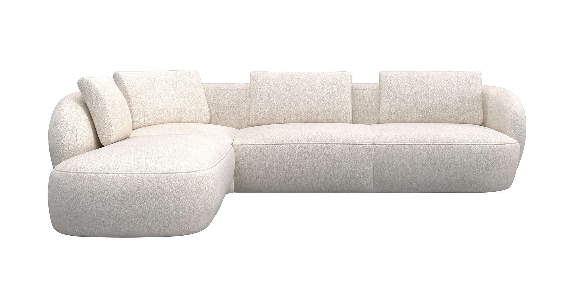 FLEXLUX Hoekbank Torino, rond, L-vorm, bankhoek met ottomane Modern, organisch bankontwerp, koudschuim, golfvering bruin, hoekbanken