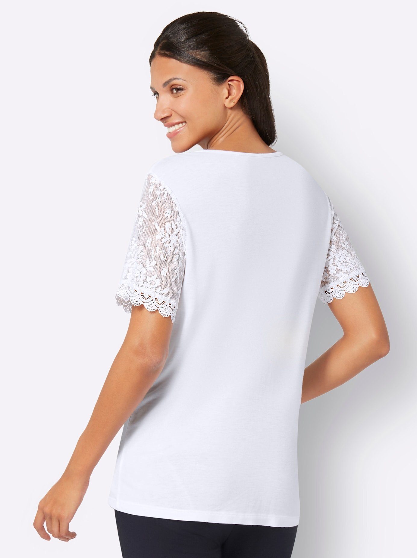 Classic Basics Kanten Shirt met ronde hals (1-delig)