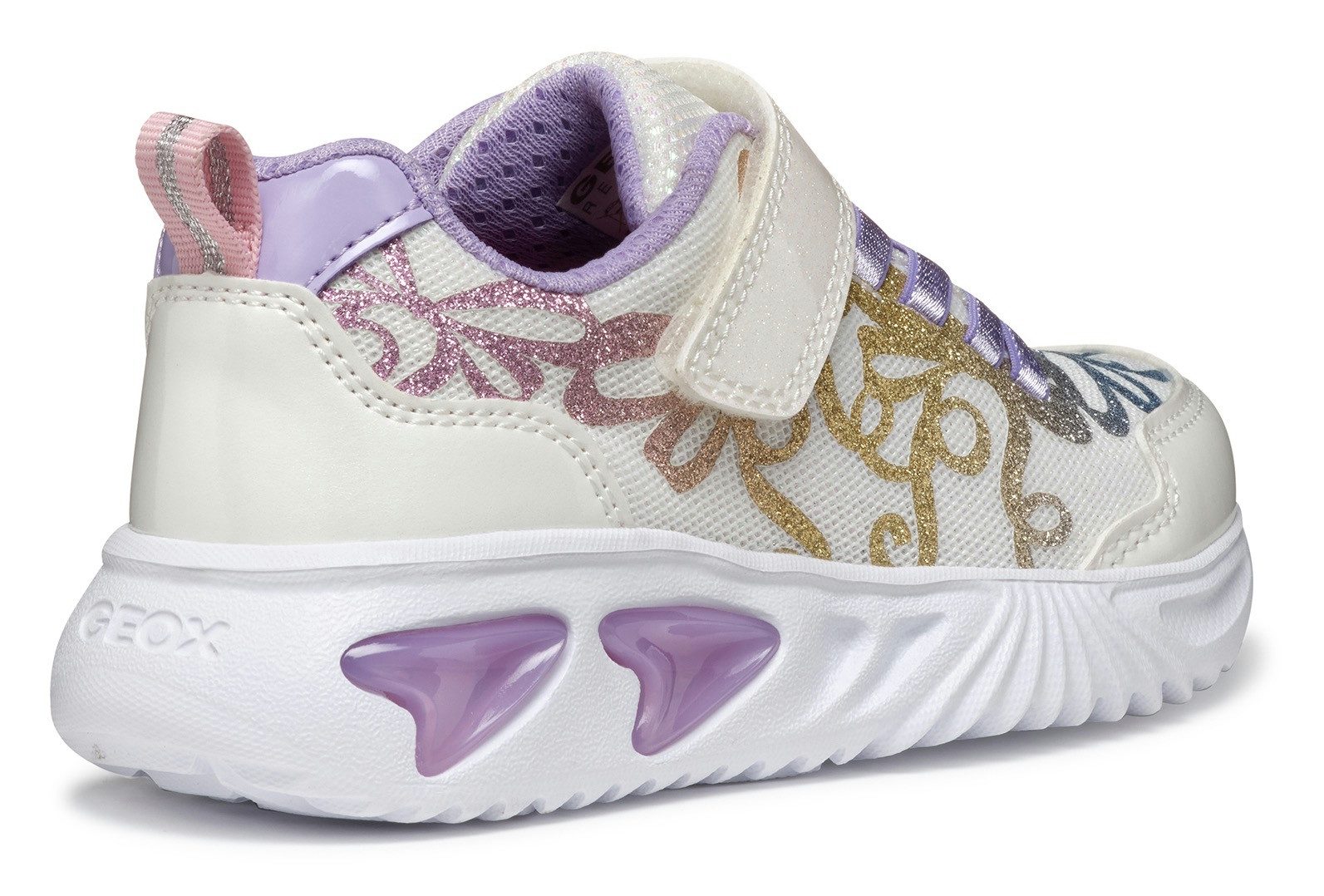 Geox Sneakers J ASSISTER GIRL knipperschoen , klittenbandschoen met kleurrijke glitterstrikpatroon en knipperfunctie