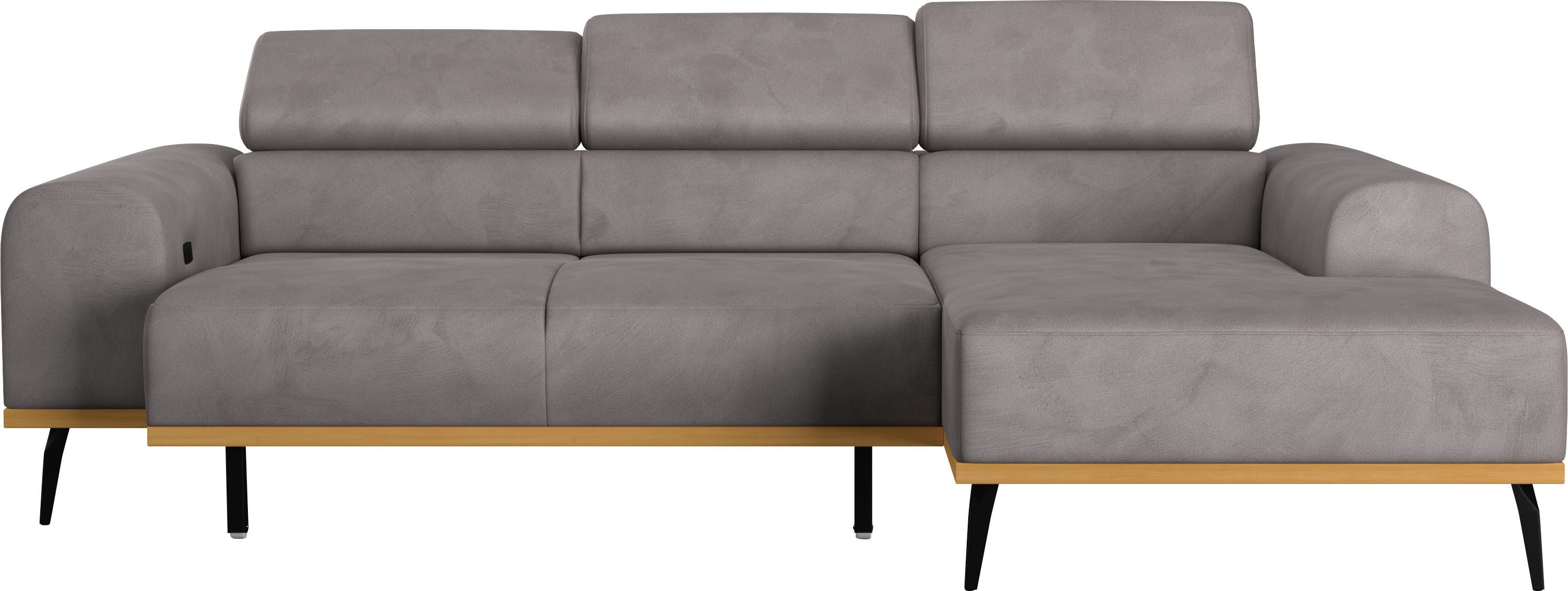 Places of Style Hoekbank Carlo L-vorm met hoofdeinde-verstelling & houten frame-look, optionele relaxfunctie