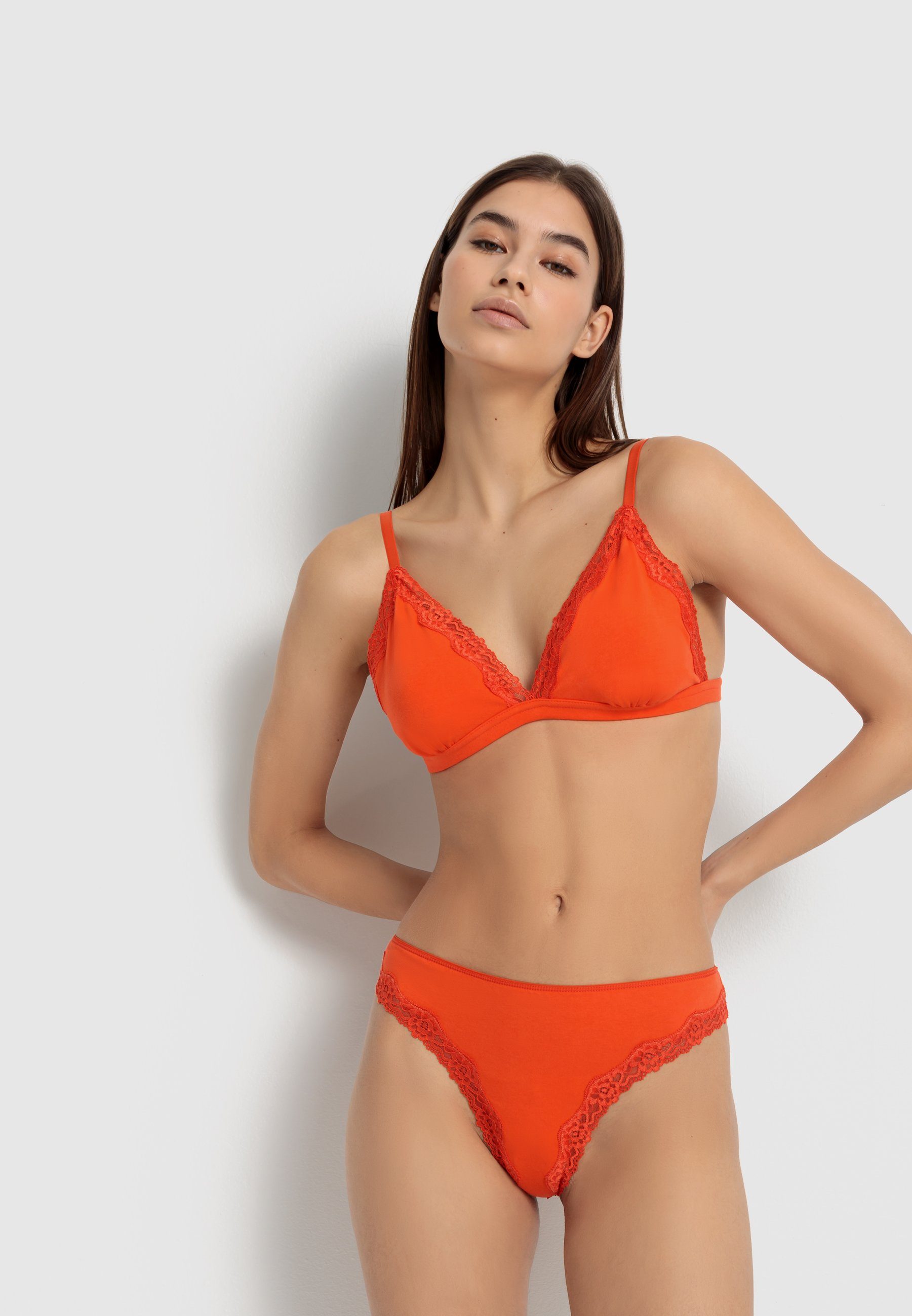 LSCN by LASCANA Bralette met delicate kant-bies (1-delig) dames bralettes maat 44/46 oranje
