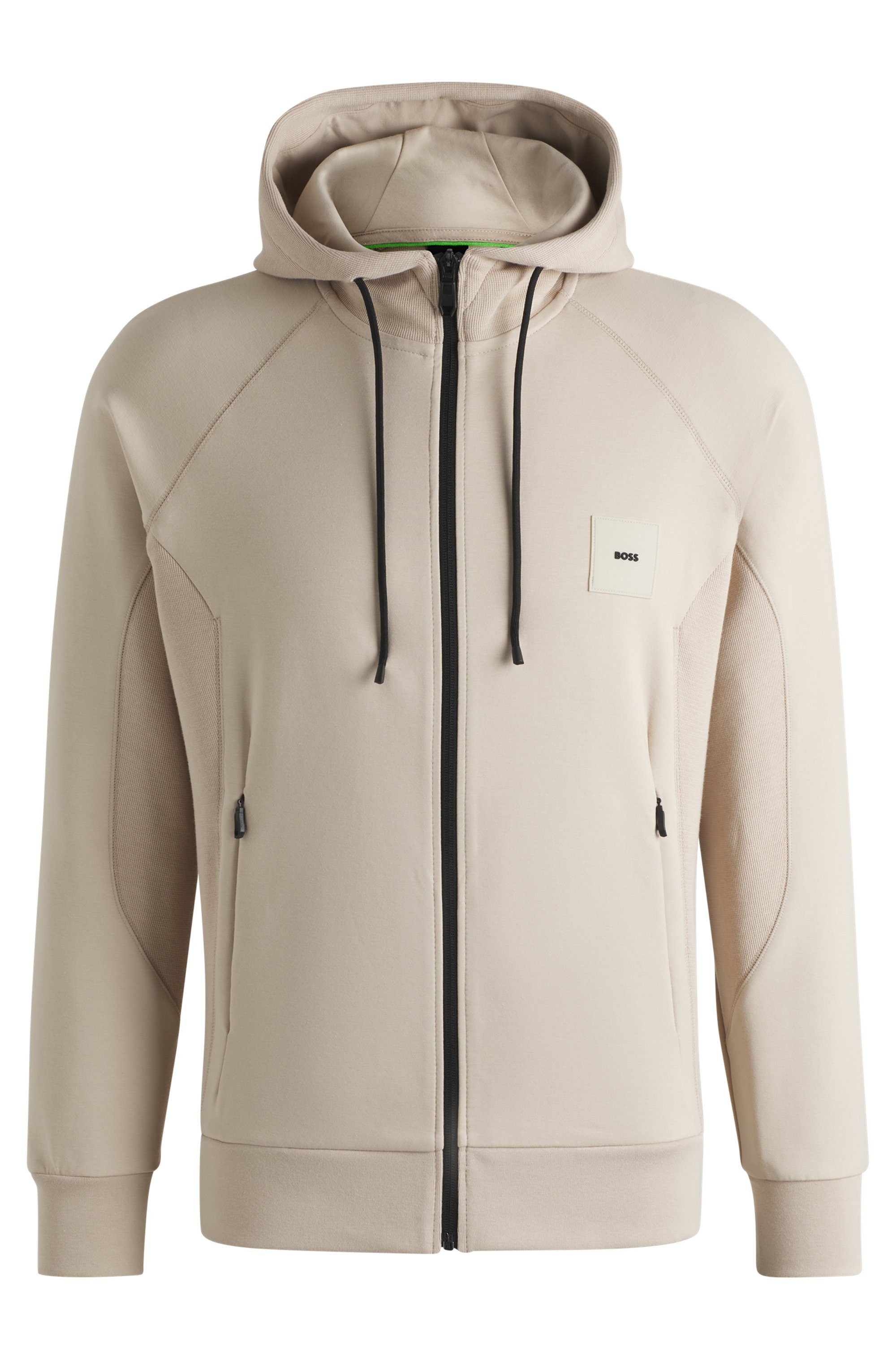BOSS GREEN Sweatvest Saggy Rib met tonale inzetten