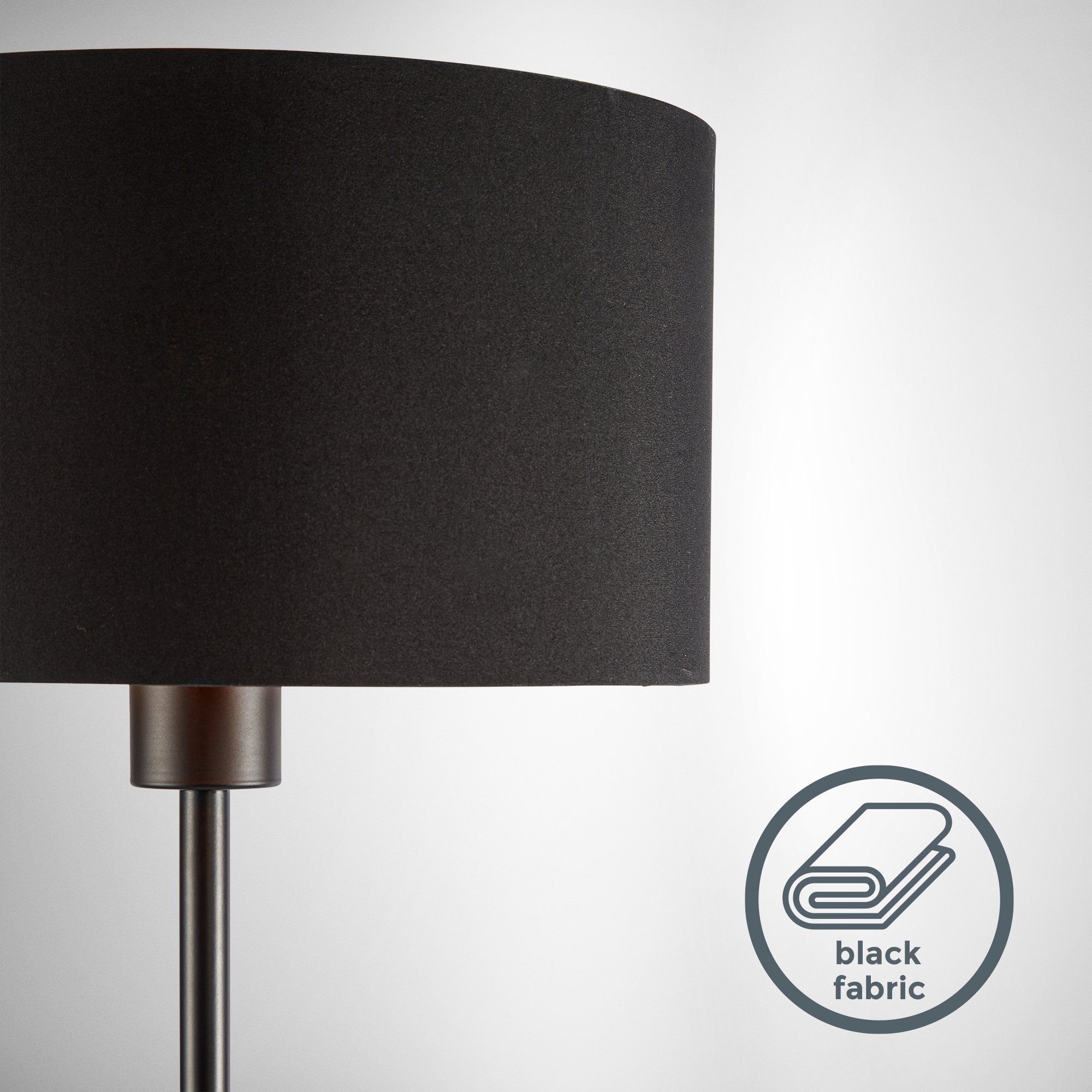 B.K.Licht Staande lamp BKL1417 vloerlamp vintage, met voetknop, lampenkap van stof max. 40 watt, woonkamerlamp, industrieel, 30x141,5 cm, zwart-goudkleur