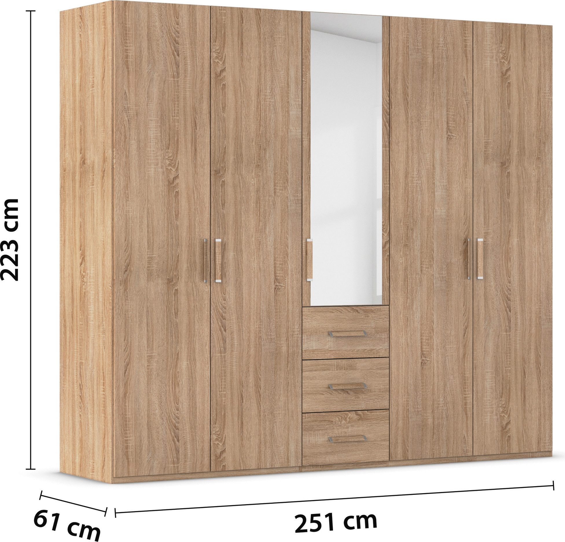 rauch Draaideurkast Kledingkast Kast Garderobe Slaapkamerkast EVELYN in elegante stijl met lades 3 breedtes en 2 hoogtes made in germany