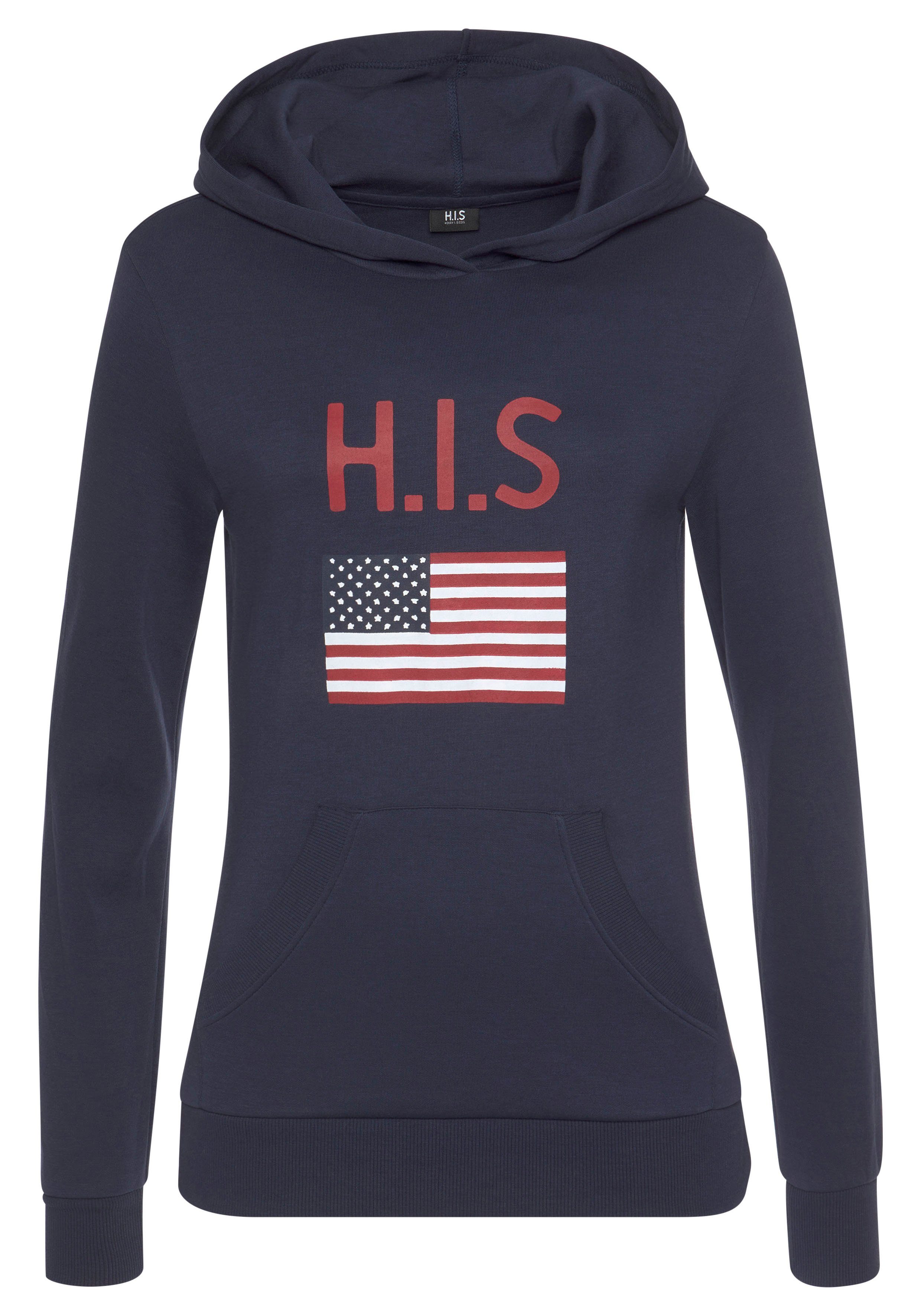 H.I.S Hoodie met logoprint en kangoeroezak, loungepak, hoodie