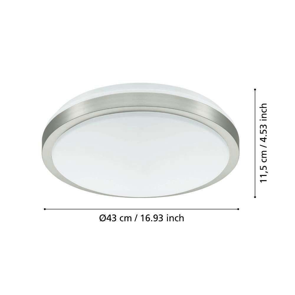 EGLO Plafondlamp COMPETA 1 plafondlamp, wit, nikkel-mat, rond, woonkamerlamp Plafondlamp, plafondlamp, lamp kleur: zilverkleur, wit, L: 34 cm (1 stuk)