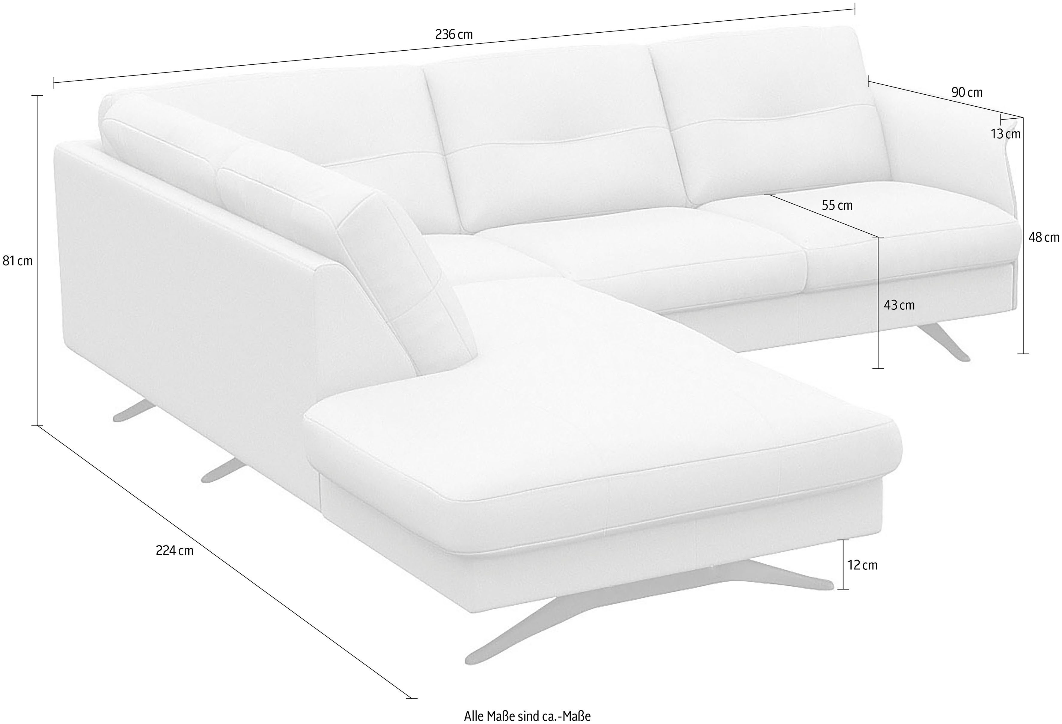 FLEXLUX Hoekbank Glow, super comfortabel door hoogwaardige zitconstructie met binnenvering, L-vorm