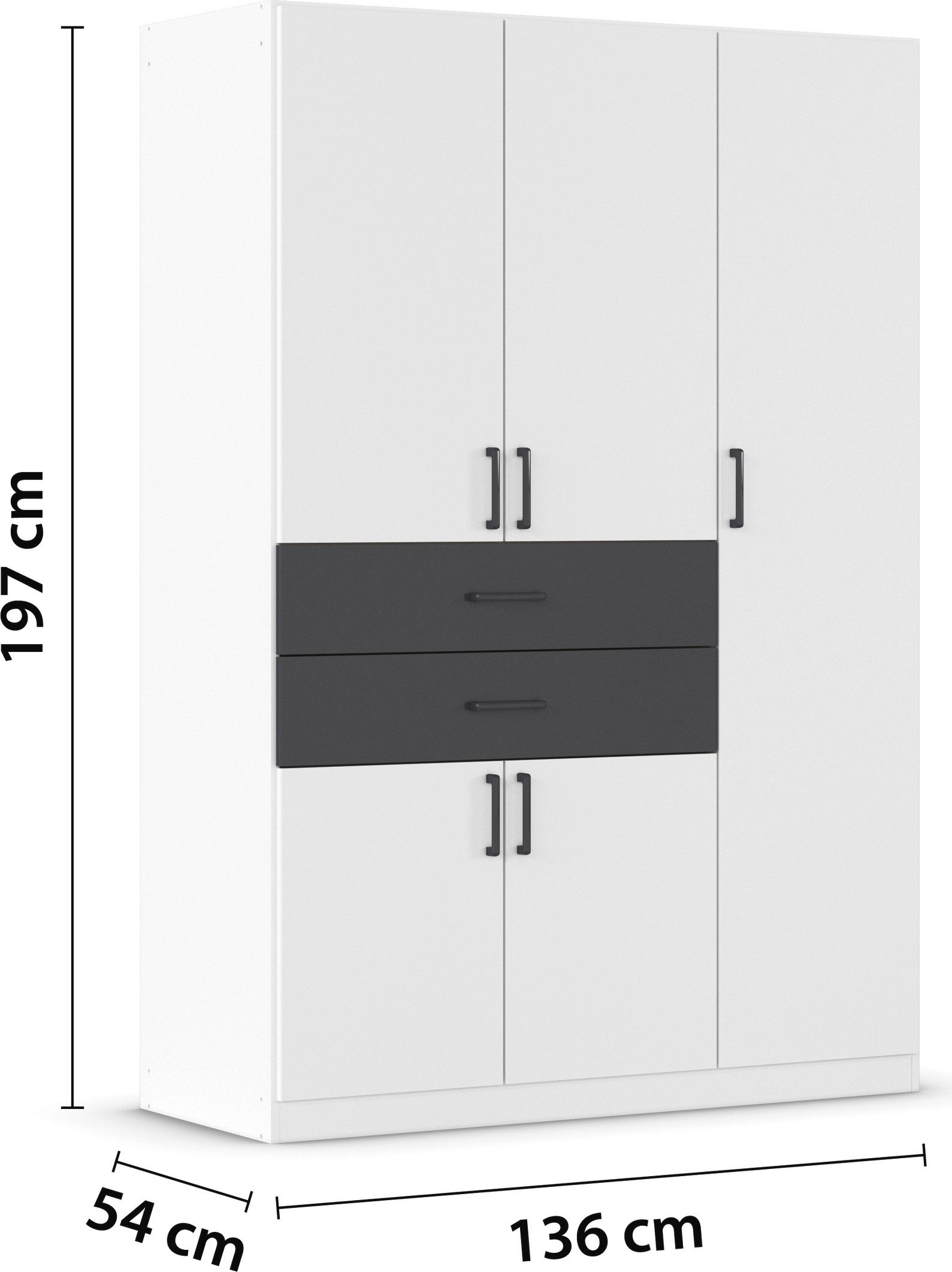 rauch Draaideurkast Kledingkast kast garderobe MAIKA met decor-front 2 lades, in verschillende breedtes, hoogtes, kleuren, made in germany