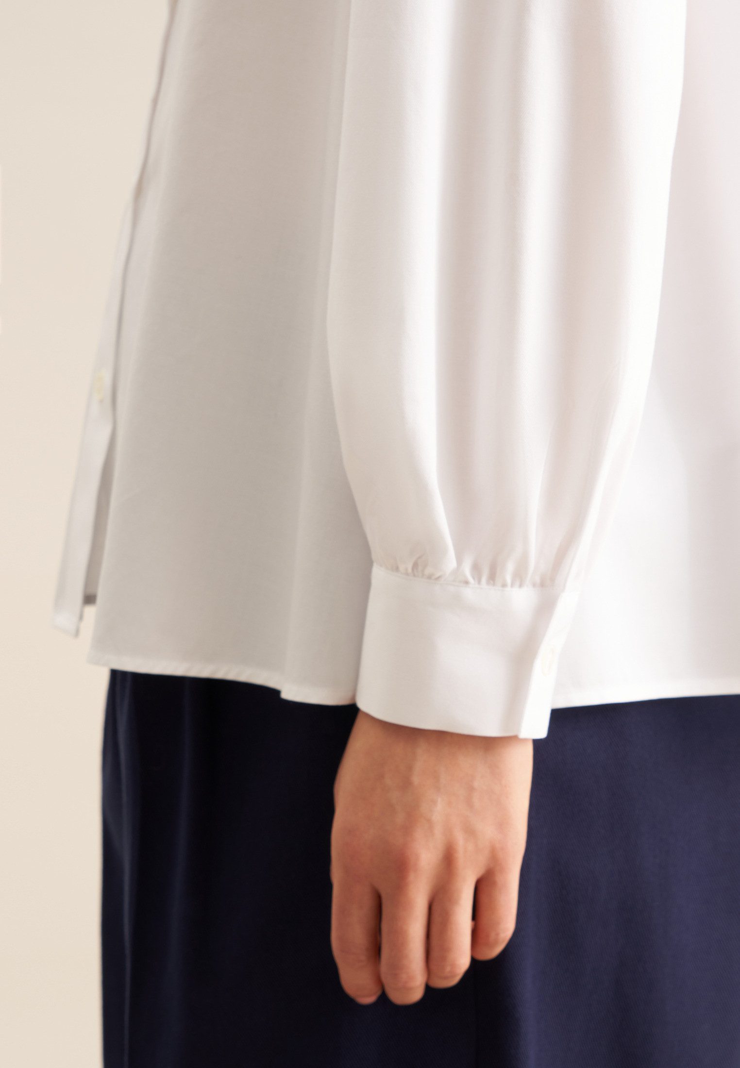 seidensticker Klassieke blouse Zwarte roos Lange mouwen kraag uni