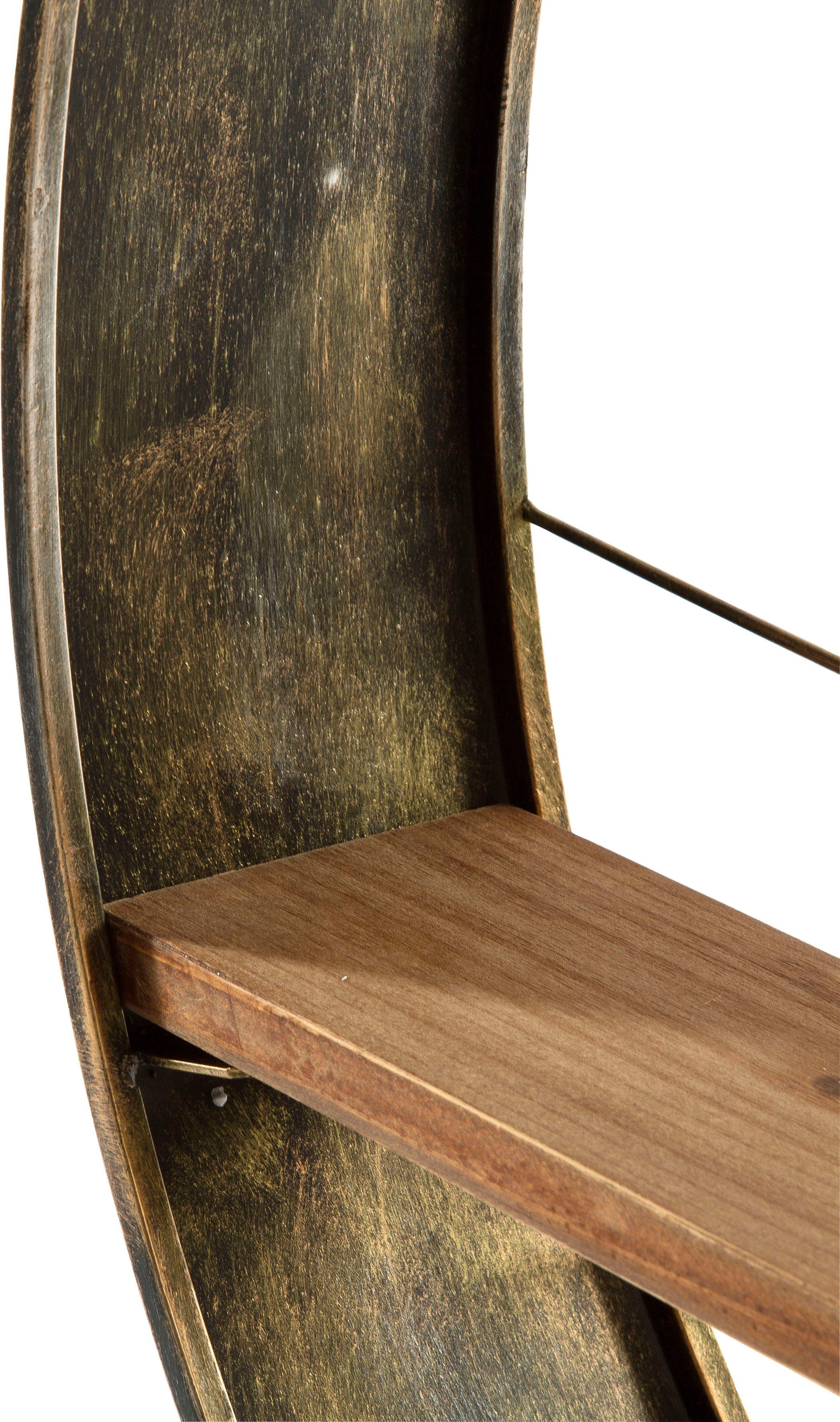 my Flair Wandplank Graeco Hout & metaal, rond model, 2 legplanken, voorgemonteerd