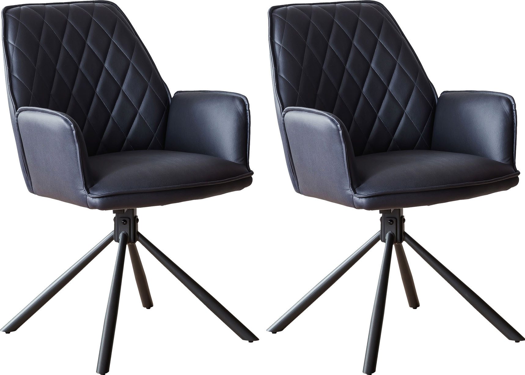 SalesFever Eetkamerstoel Vancouver armstoel Eetkamerstoel, rugleuning met ruitstepping, 360° draaifunctie (set, 2 stuks)