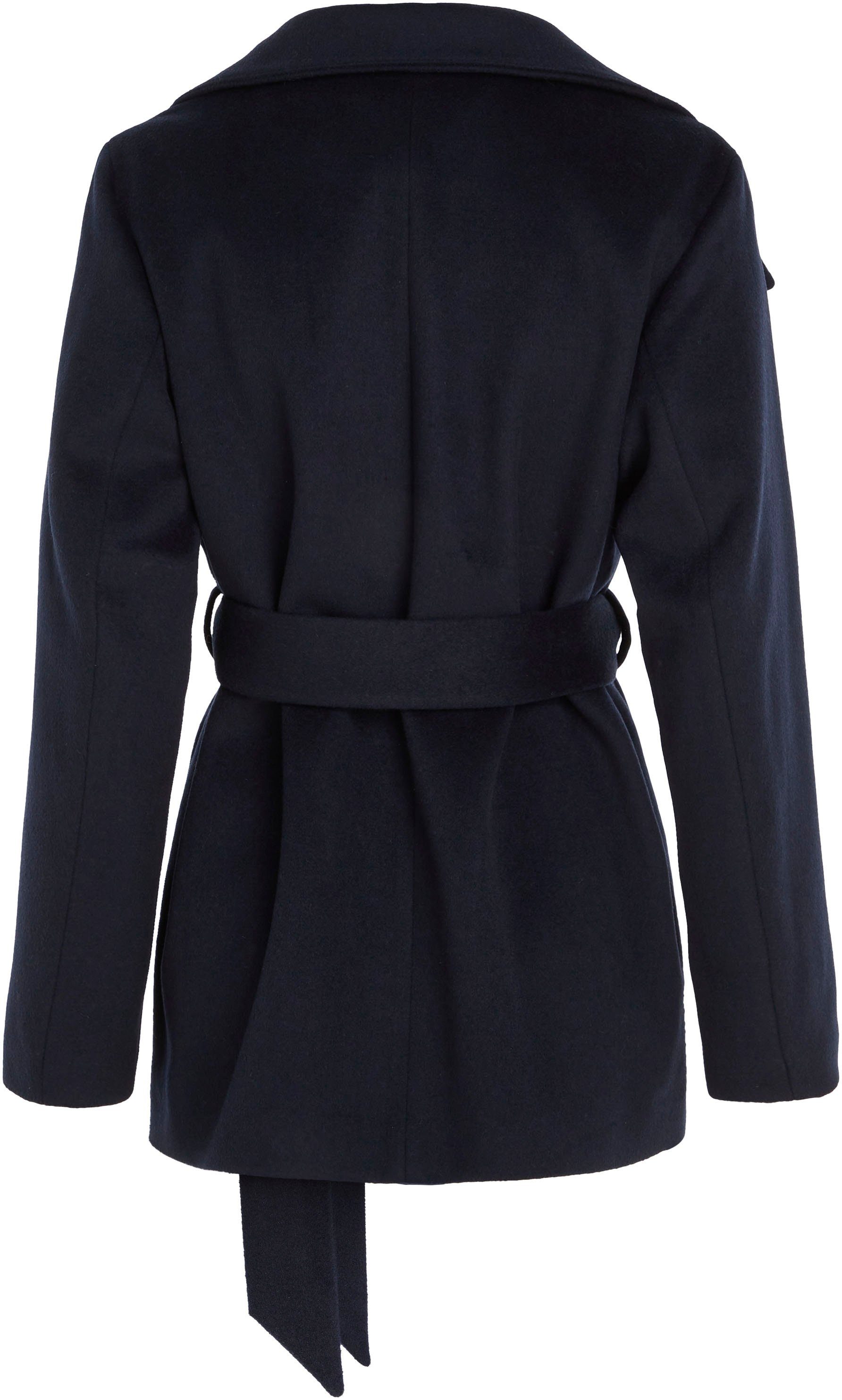 Tommy Hilfiger Outdoorjack WOOL BLEND DB BELTED FUNNEL JKT met metalen tommy hilfiger-label