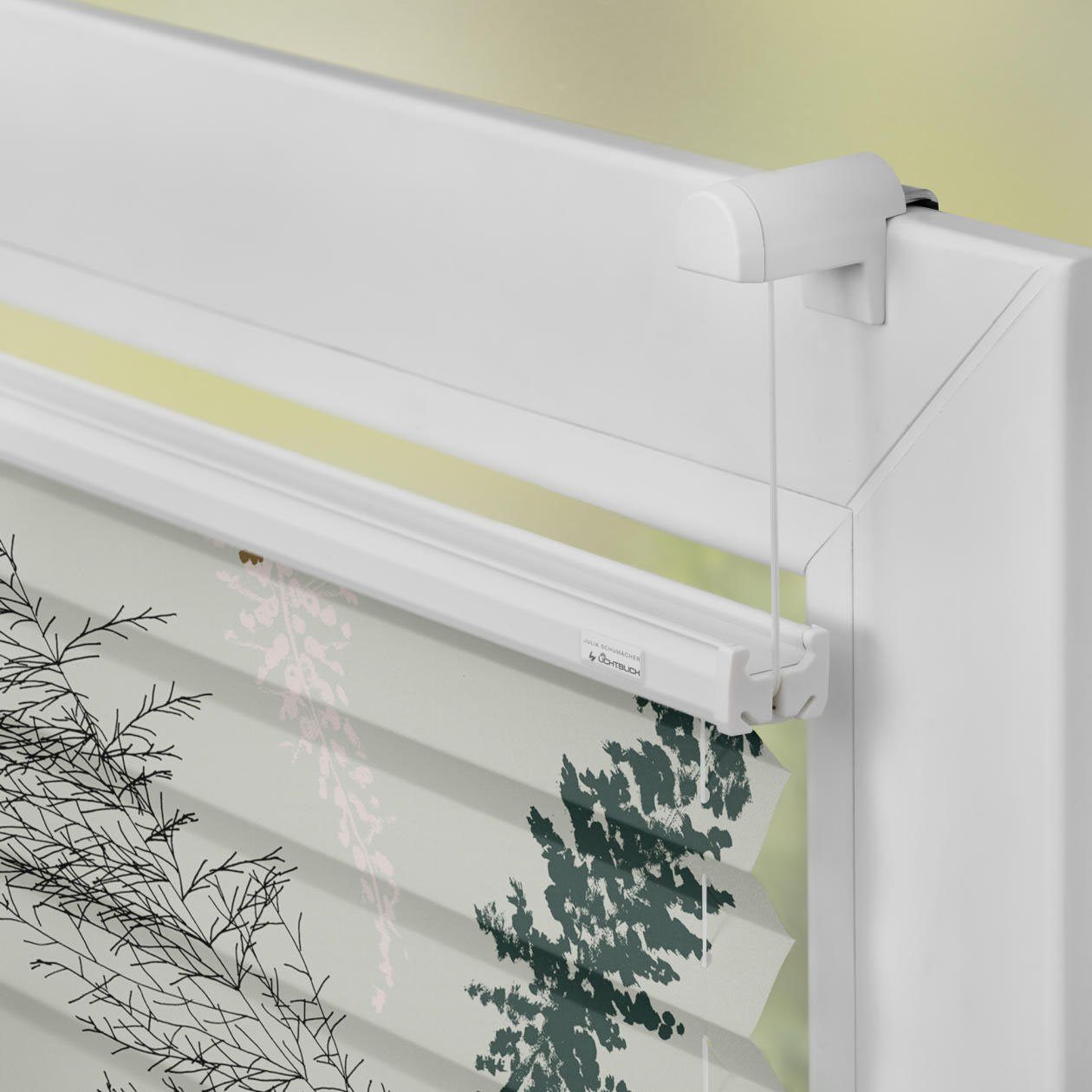 LICHTBLICK Plissé Klemmfix, zonder boren, ondoorzichtig, Fir Branches - groen (1 stuk)