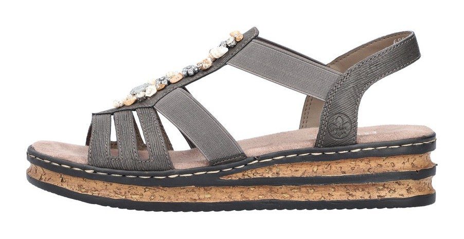 Rieker Sandalen zomerschoen, sandaal, sleehak, met decoratieve steentjes
