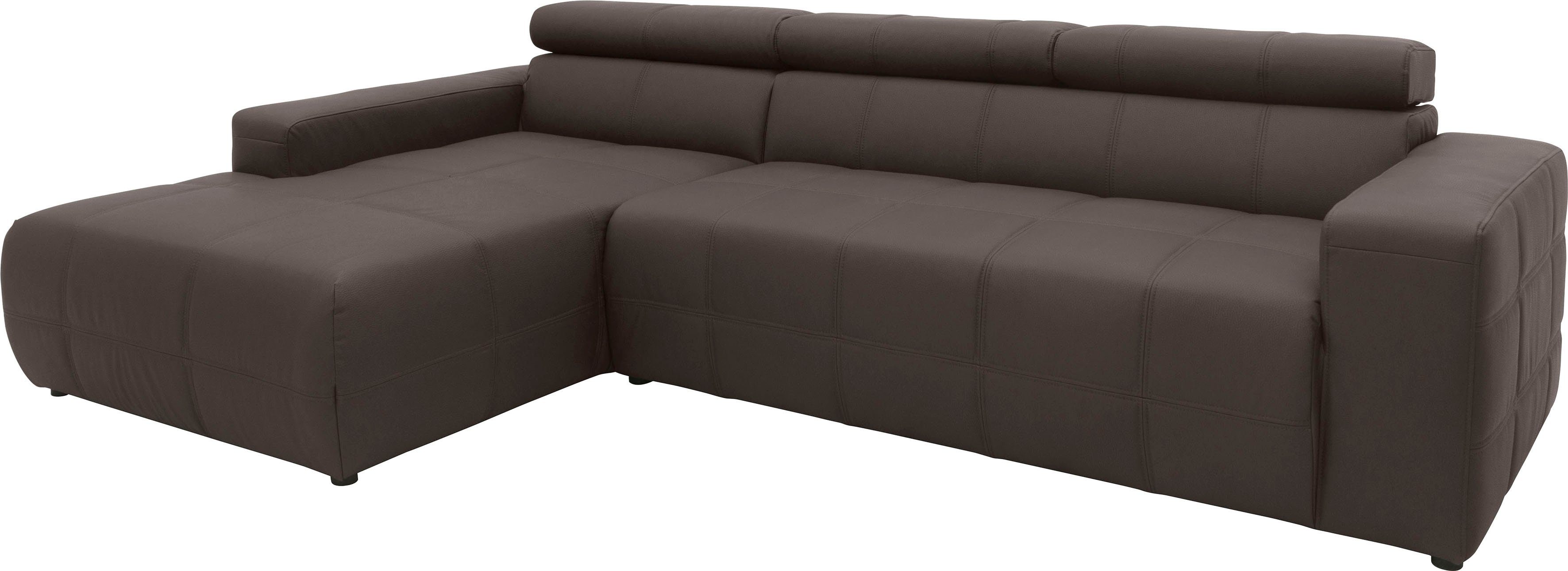 DOMO collection Hoekbank Brandon B/D/H: 289/177/80 cm, keuze met zitdiepteverstelling, L-vorm