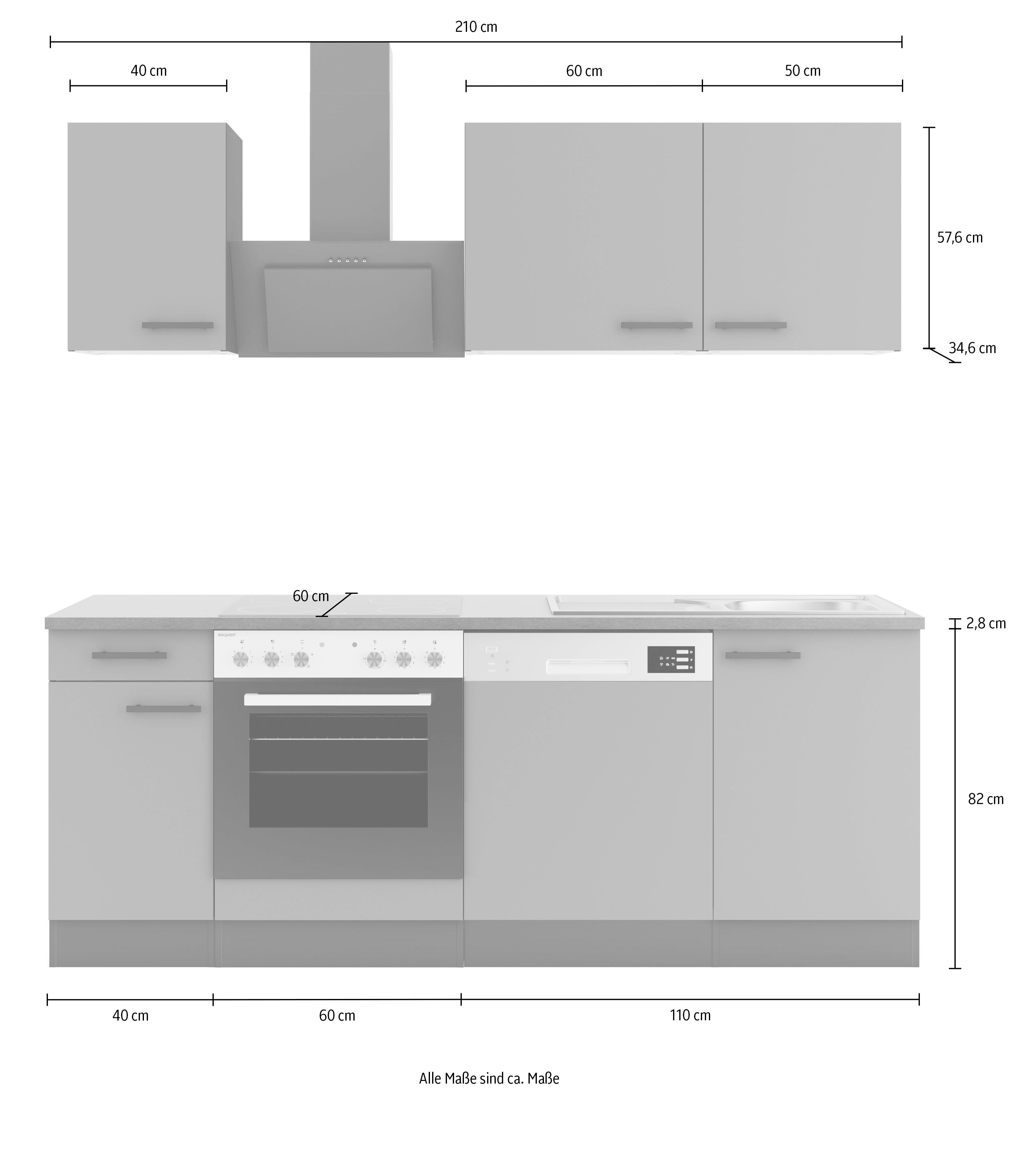OPTIFIT Keuken Bella Breedte 210 cm, optioneel met elektrische apparaten