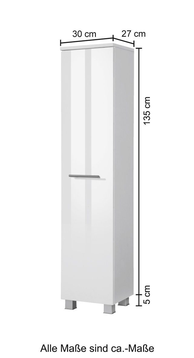 welltime Halfhoge kast Trento, in verschillende designs en kleuren Badkamermeubel, breedte 30 cm, 1 deur, Made in Germany