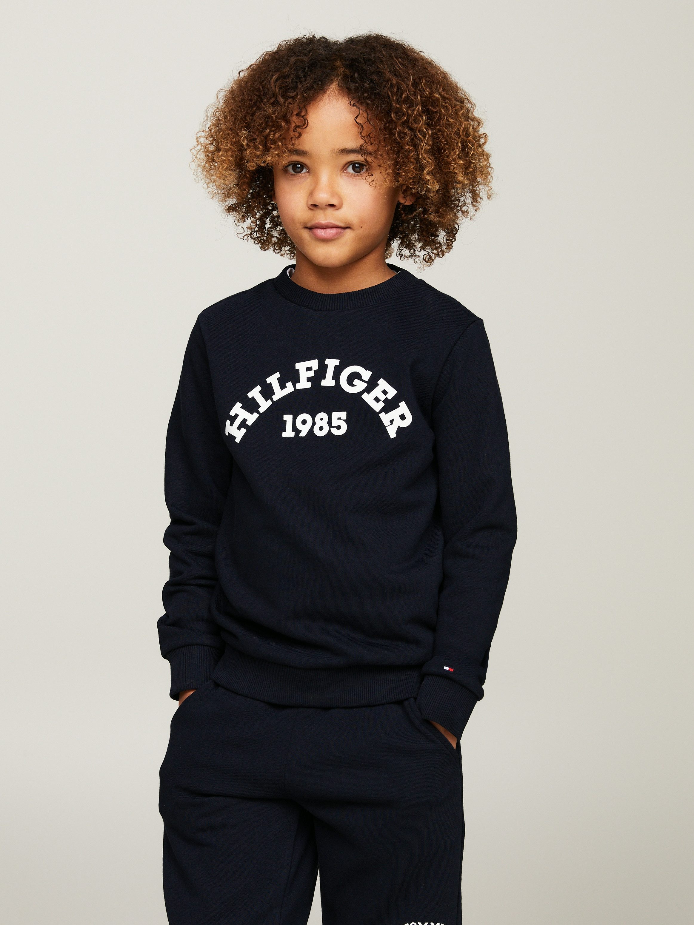 Tommy Hilfiger sweater met logo donkerblauw Logo 110