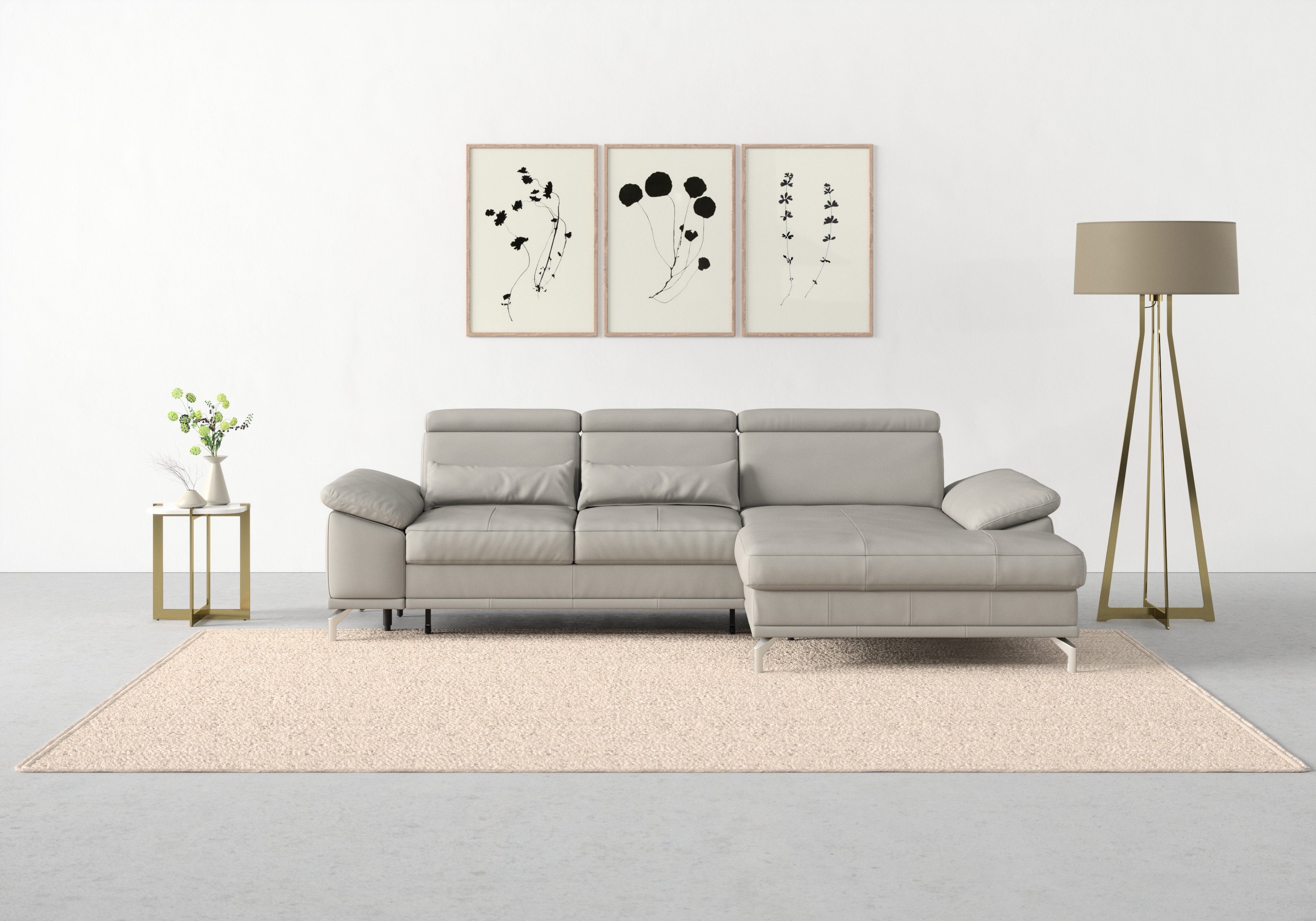 sit&more Hoekbank Cabrio L-vorm, met zitdiepteverstelling, arm- en hoofdsteunverstelling