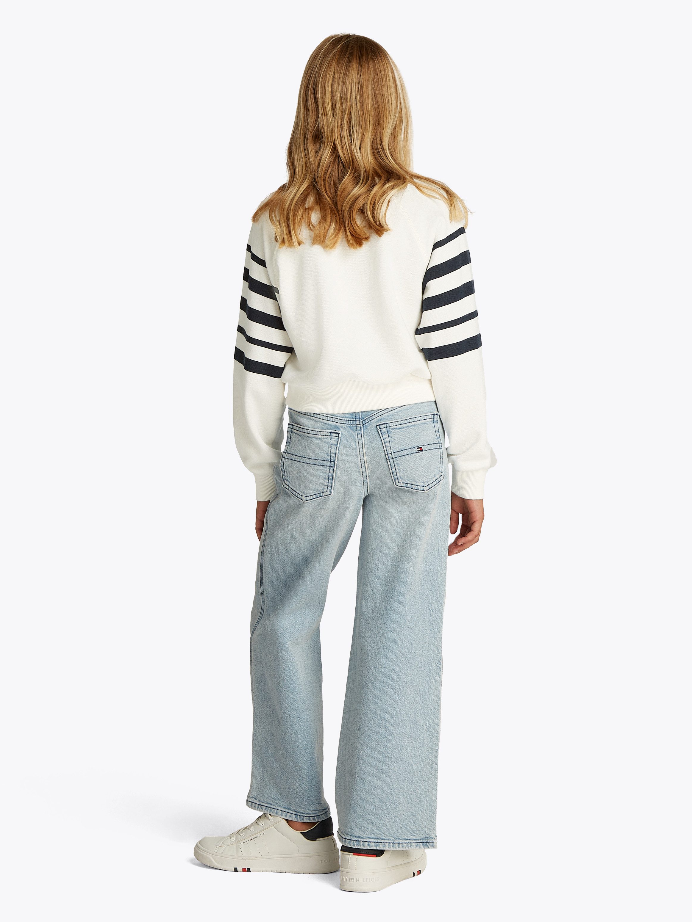 Tommy Hilfiger Sweatshirt TOMMY SCRIPT CN SWEATSHIRT met logo-borduursel, met streepjespatroon
