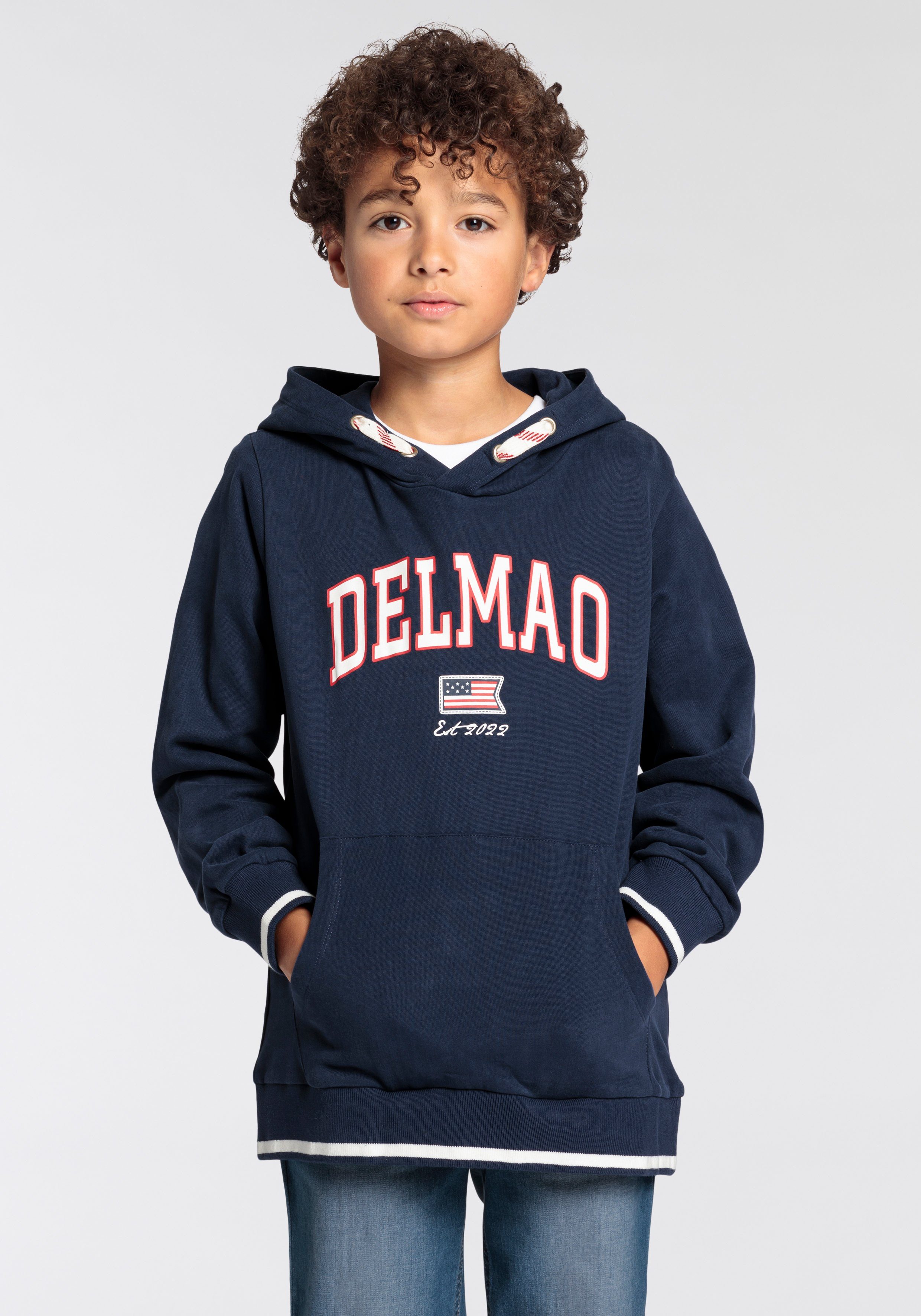 DELMAO Hoodie Voor jongens Lange mouw, bedrukt, met capuchon, voor skater-stijlen, van katoen