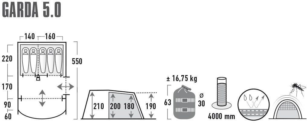 High Peak Tunneltent Garda 5.0
