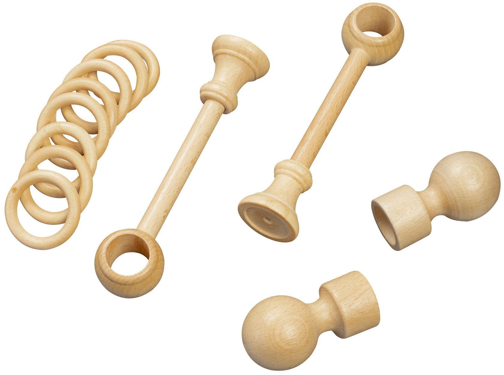 SN DECO GROUP Gordijnroede Giro 28 mm, hout, verschillende lengtes en kleuren, compleet set