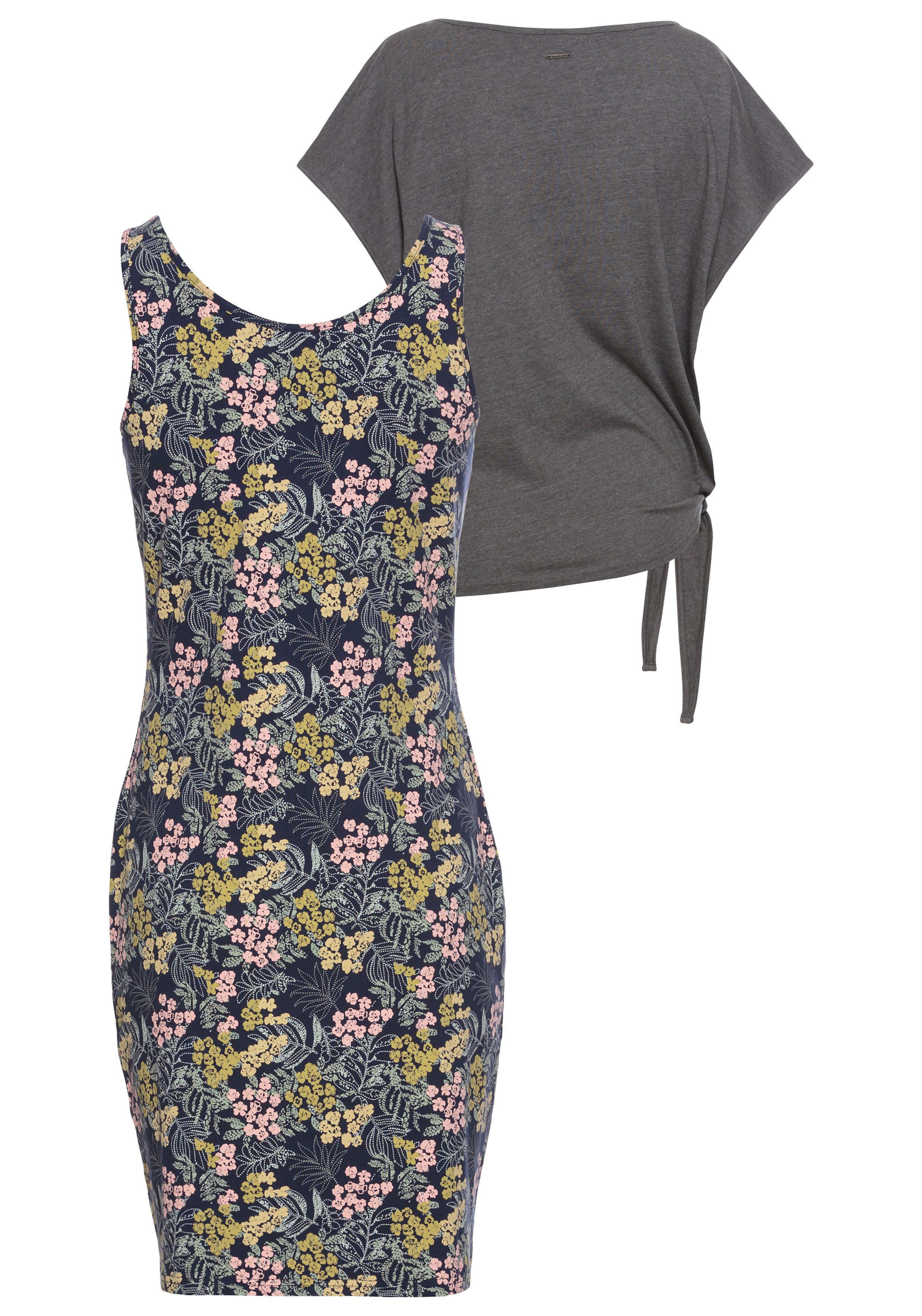 KangaROOS Zomerjurk Set shirt jurk met bloemen (set, 2-delig, Met T-shirt)