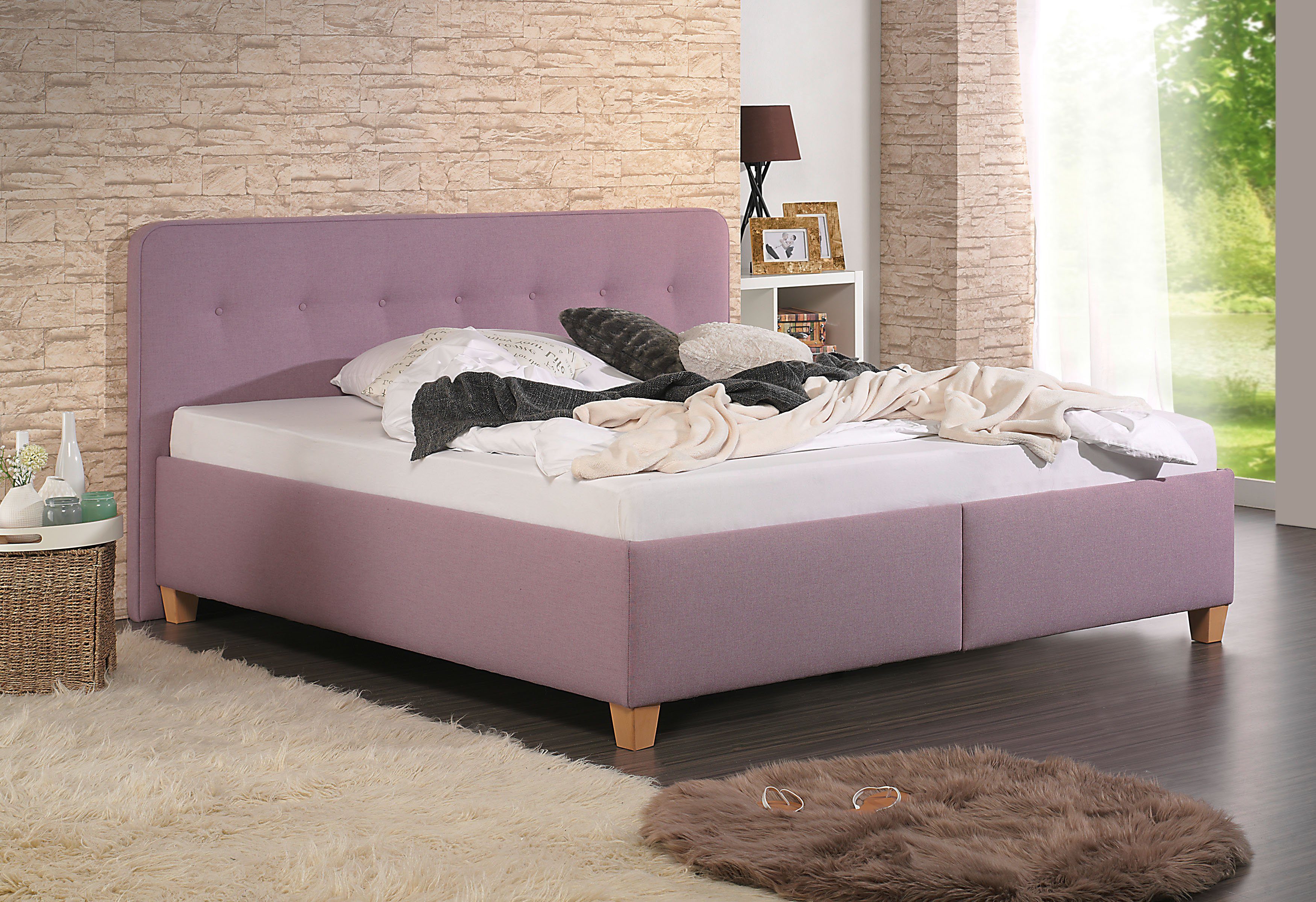 Maintal Gestoffeerd bed Mison met of zonder matras bonell-, koudschuim-, pocketveringskern matras bedden paars