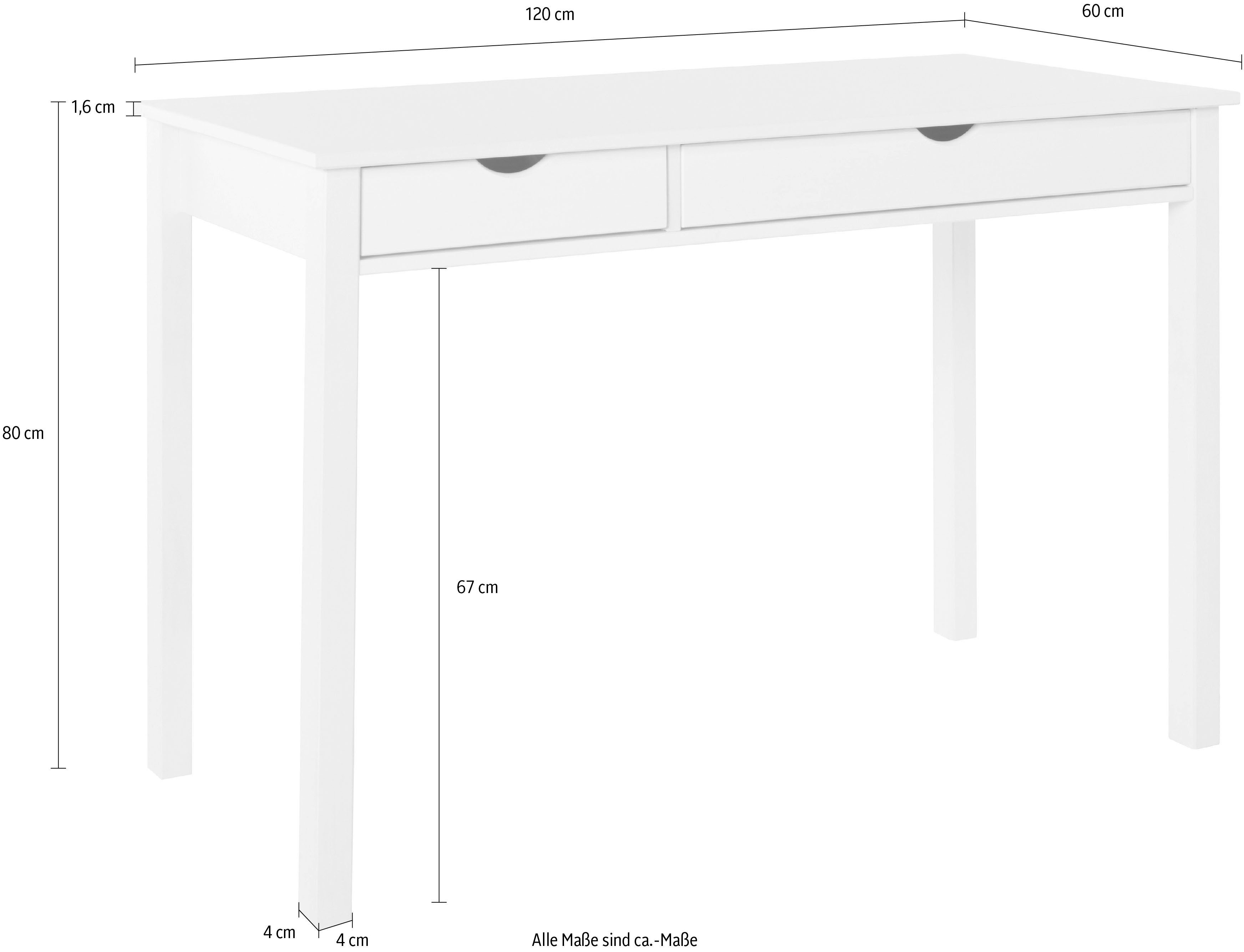 INOSIGN Bureau Gava massief grenenhout, voor het thuiskantoor, laptoptafel breedte 120 cm