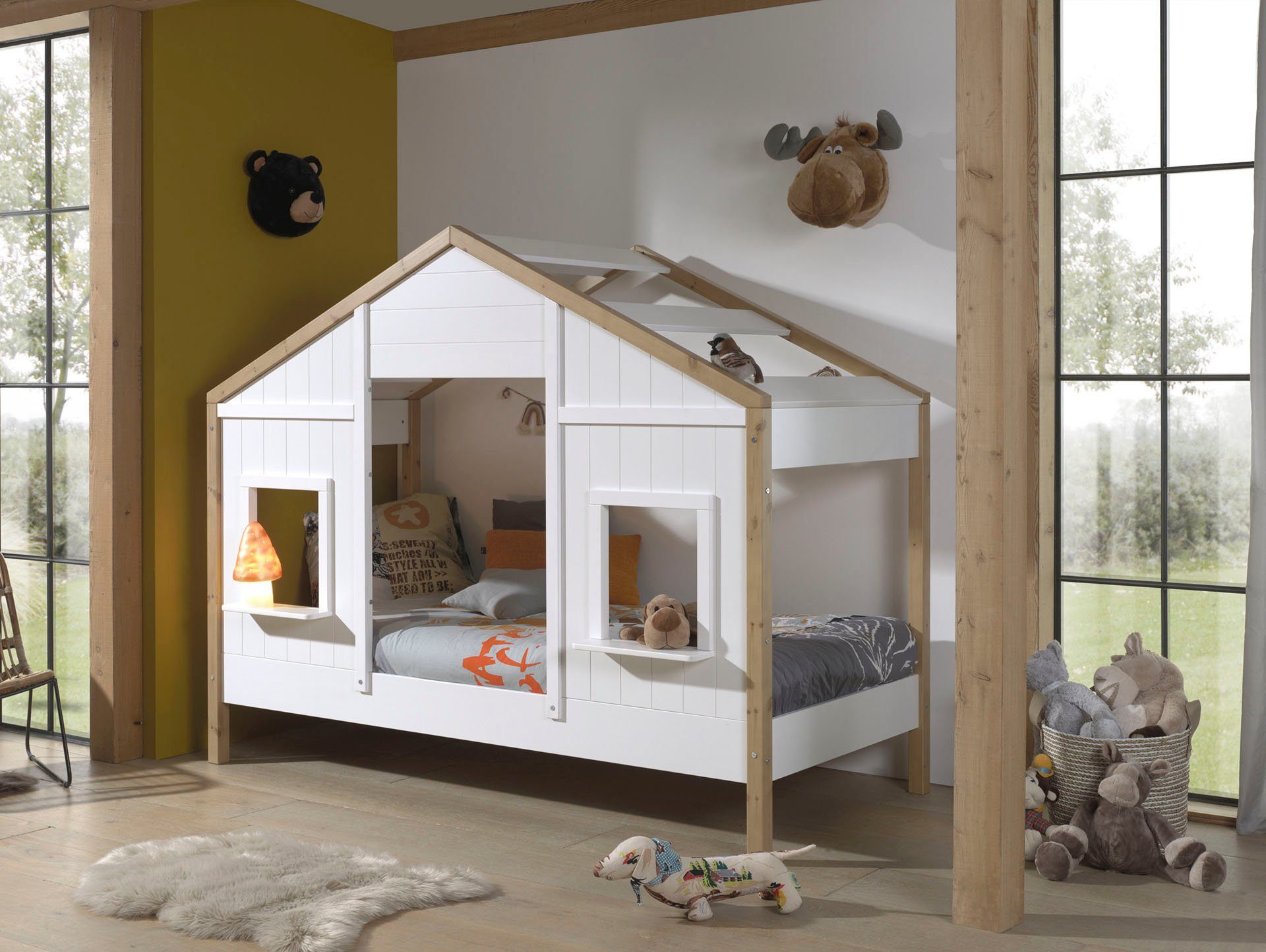Vipack Huisbed Babs, met dakopbouw, ramen, gemaakt in Europa, originele look