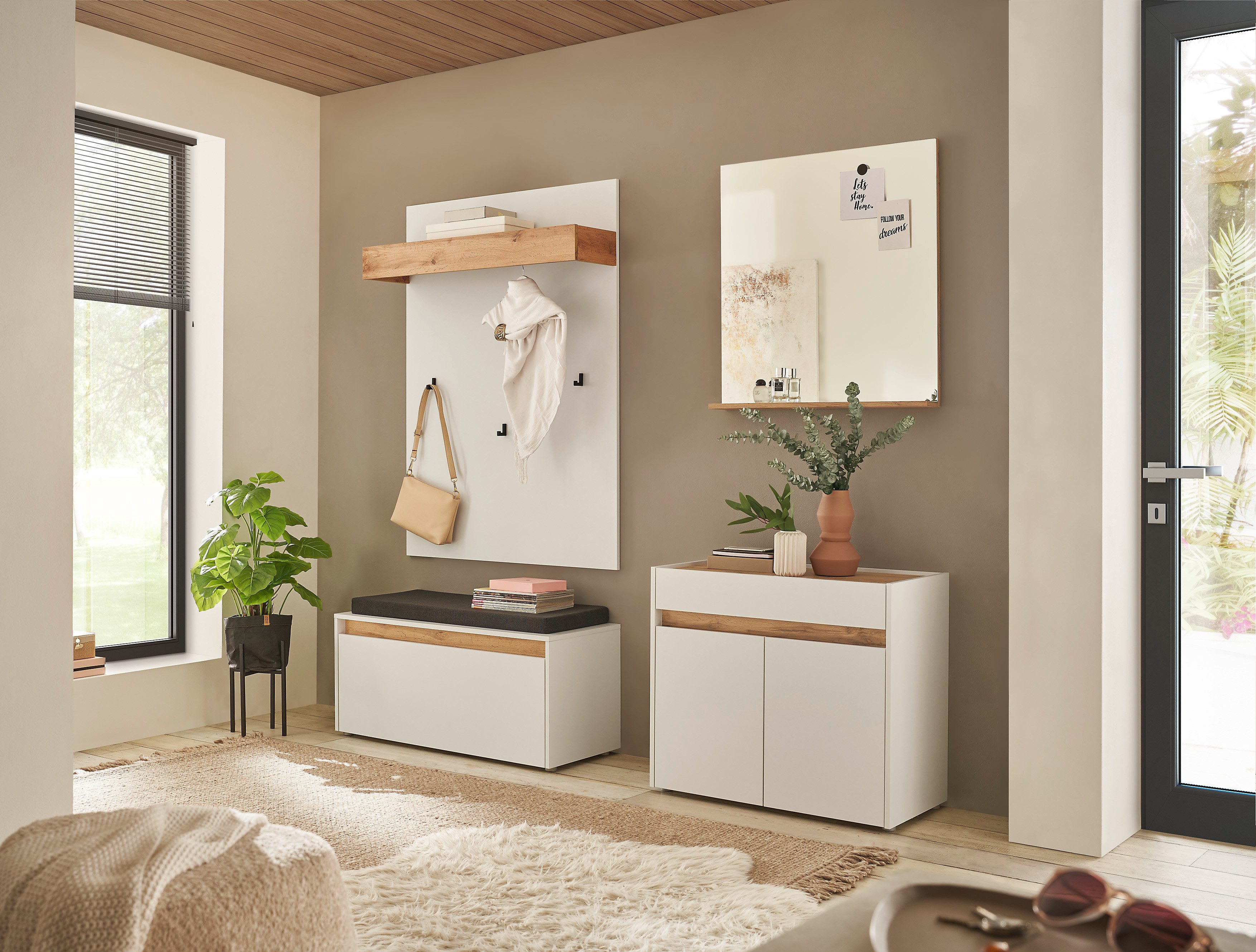 INOSIGN Schoenenbank GIRON/ CiTY, Schoenkast met klep, Zitbank in Wotan Eik