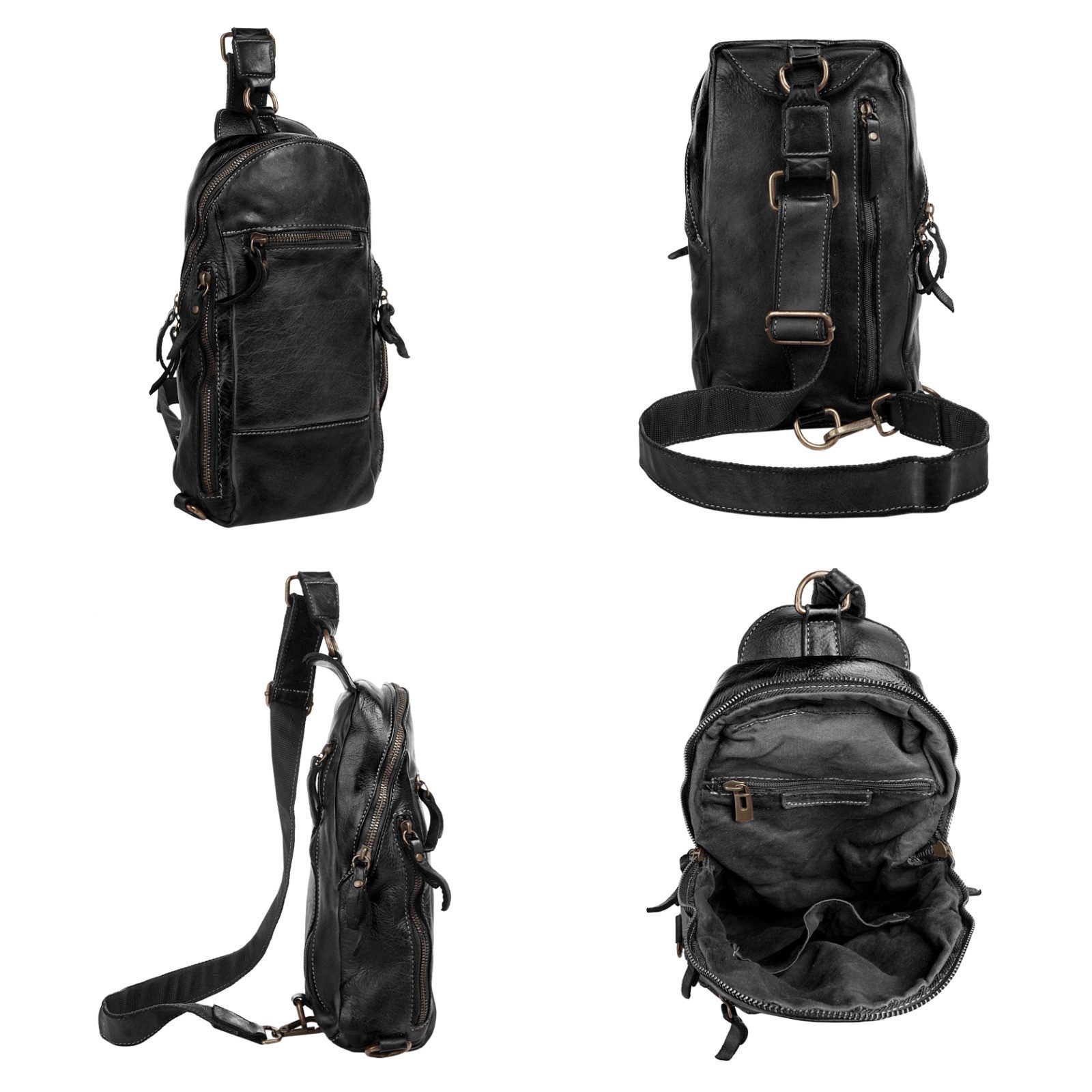 X-Zone Schoudertas echt leer, made in italy