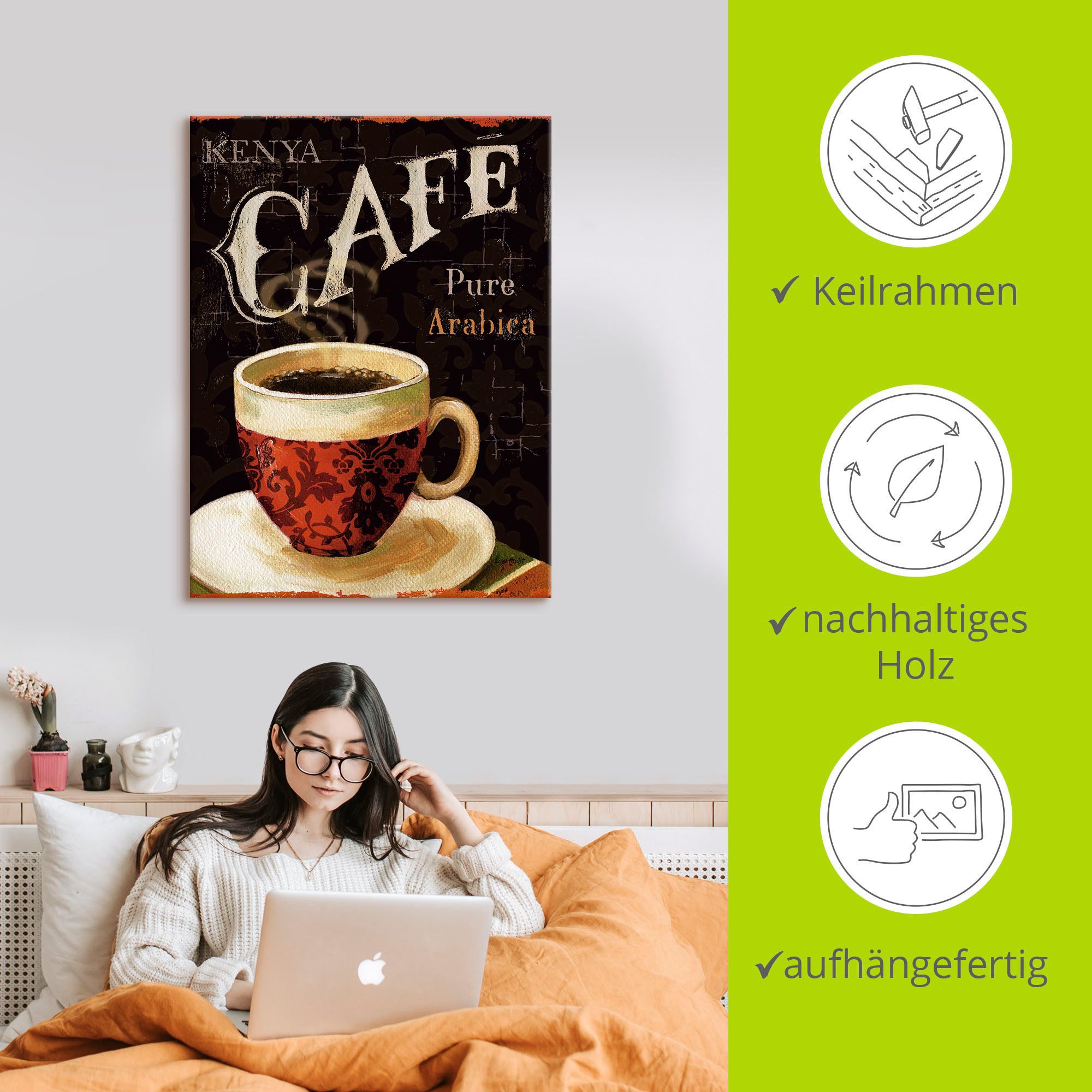Artland Artprint De koffie van vandaag als artprint op linnen, poster in verschillende formaten maten