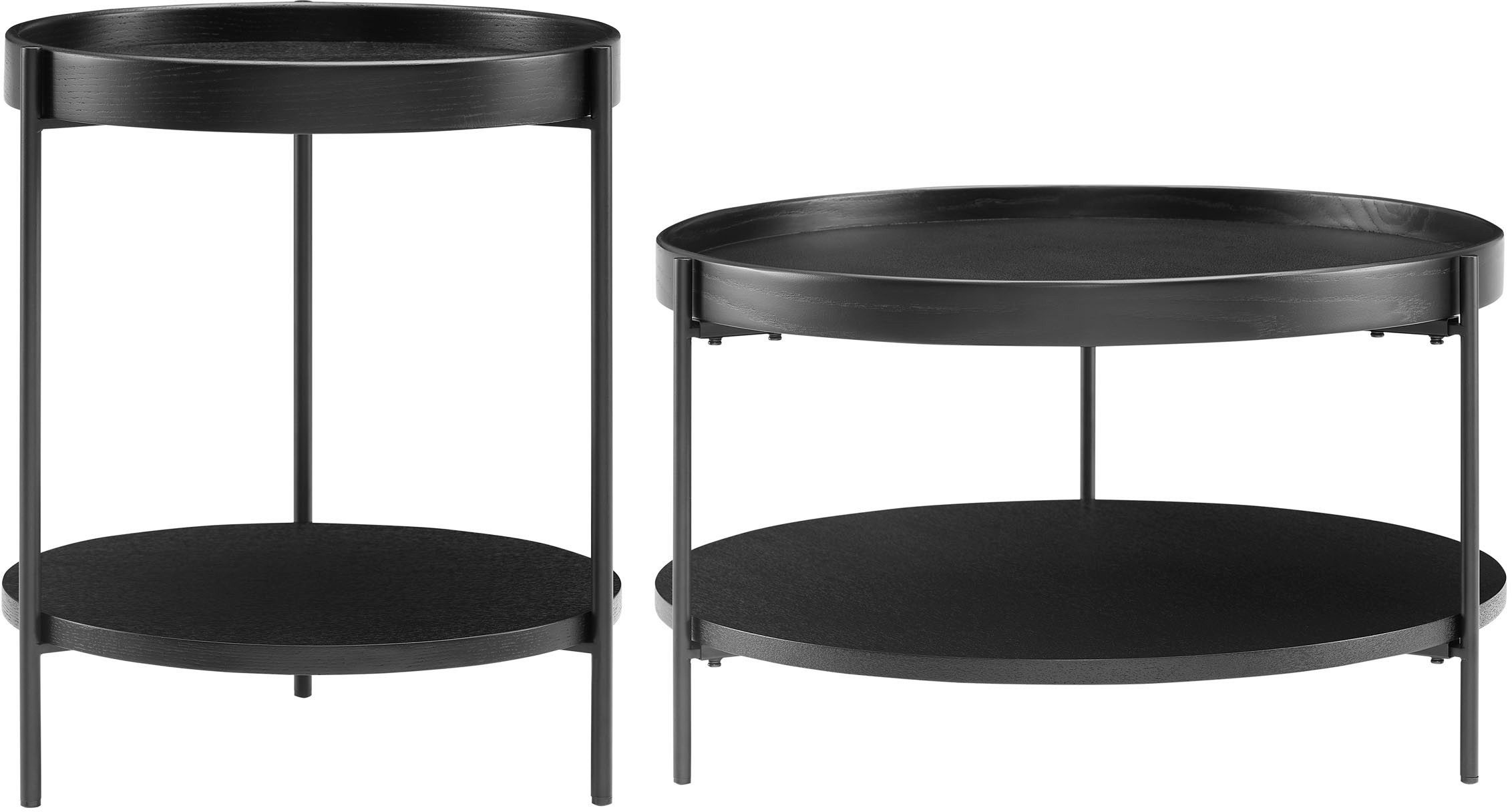 SalesFever Salontafel met elk 2 opbergruimtes (set, 2 stuks) salontafels zwart