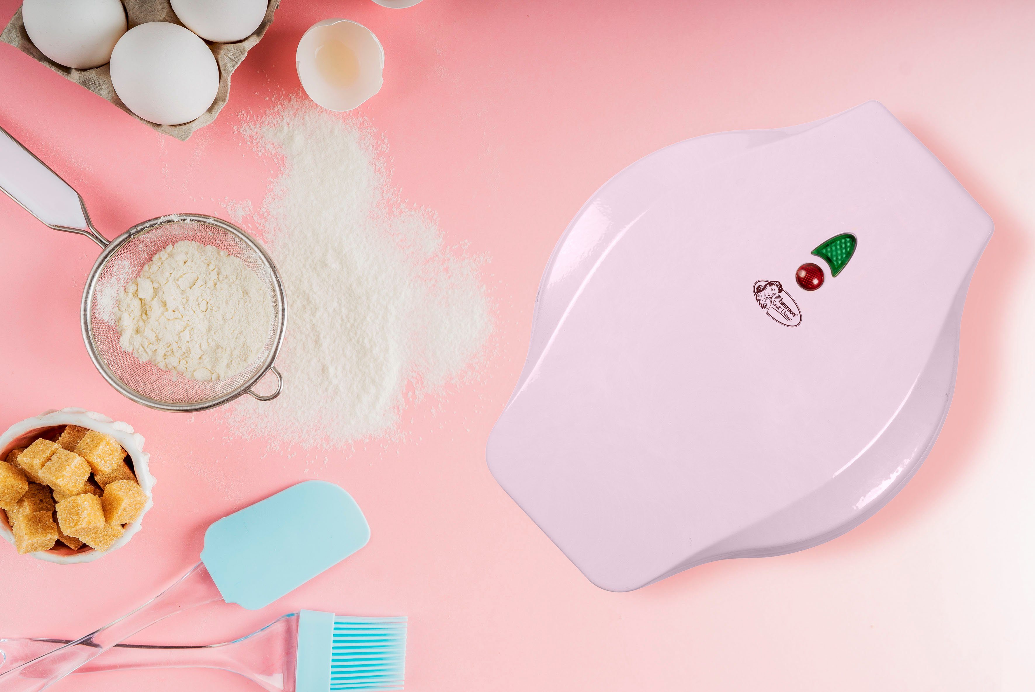 bestron Wafelijzer AMW500 Mini voor klassieke wafels, kleine wafelmaker met antiaanbaklaag