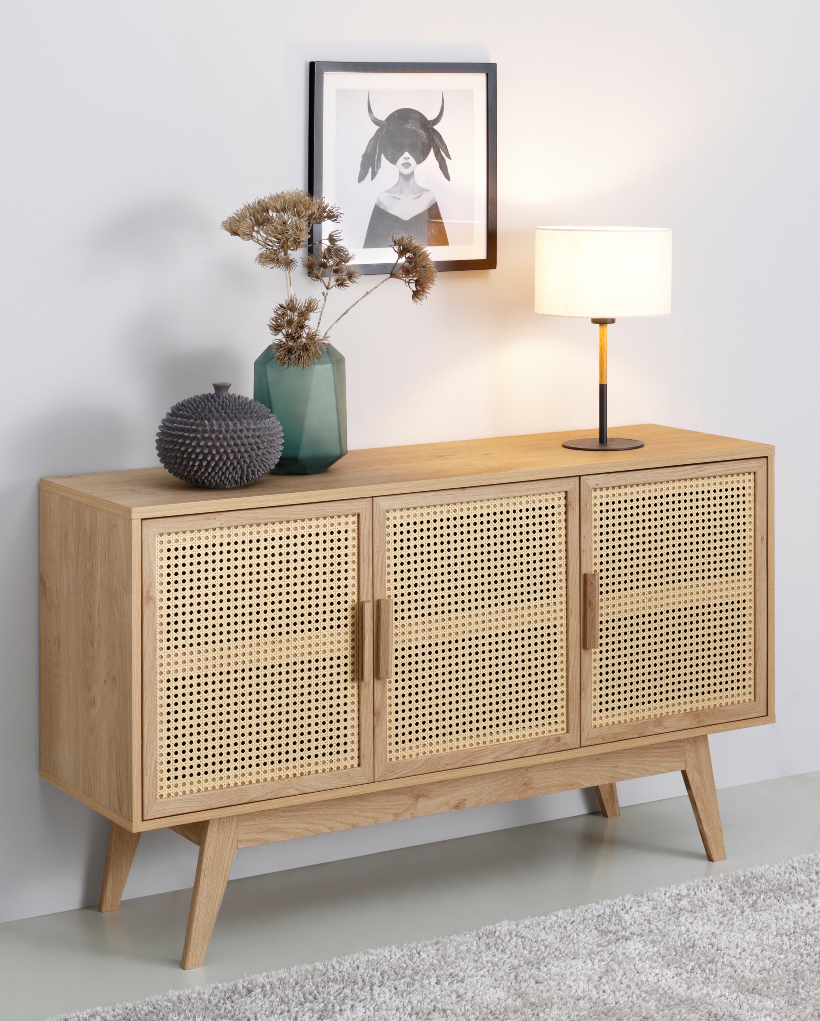 Home affaire Dressoir Bridget Commode, 2 verstelbare inlegplanken, houten benen, breedte 128 cm