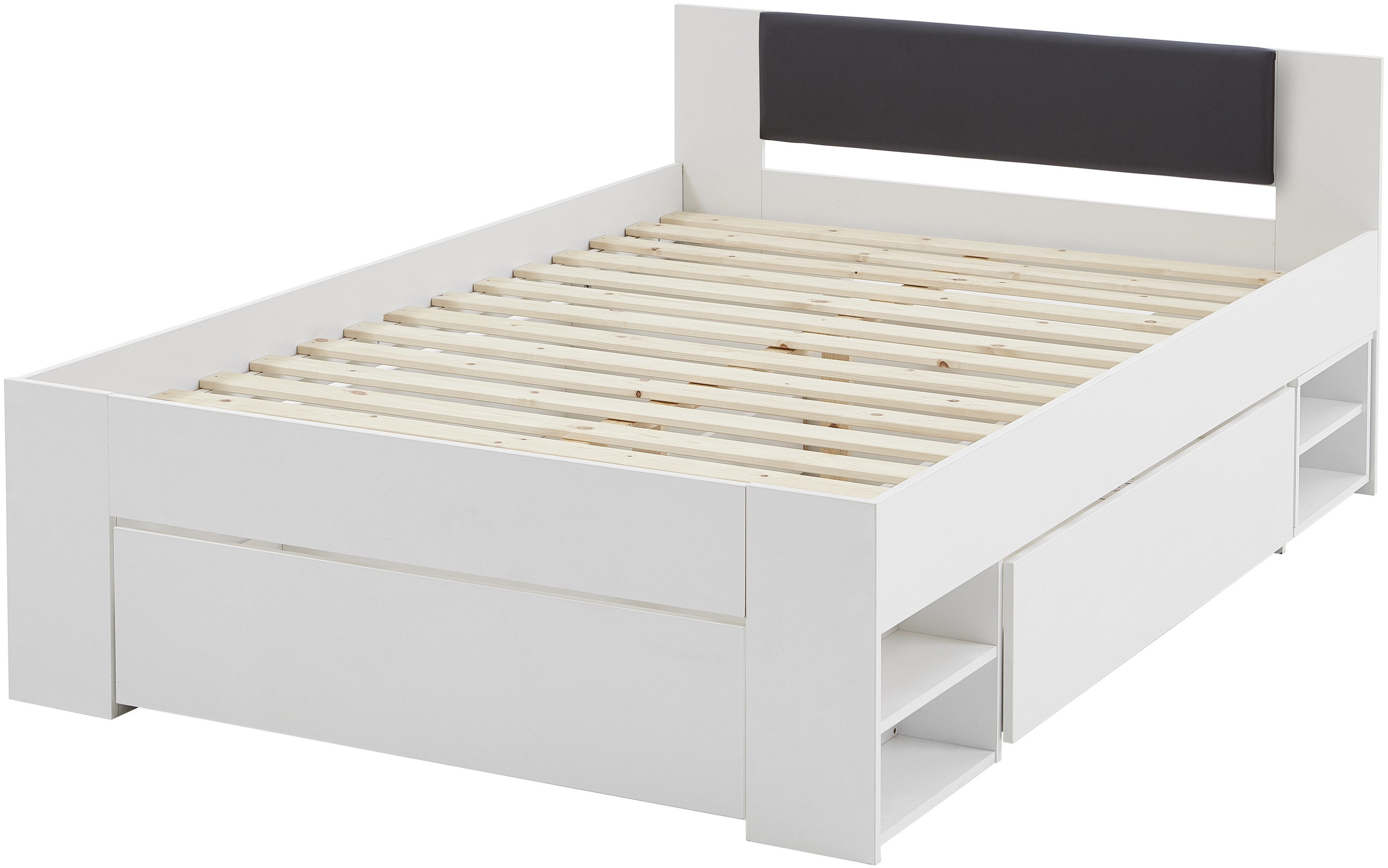 Relita Ledikant met bergruimte Stefan met grote lades en Nako op wielen, incl. latten met comfortabele lighoogte, verkrijgbaar in 2 breedtes en 2 kleuren
