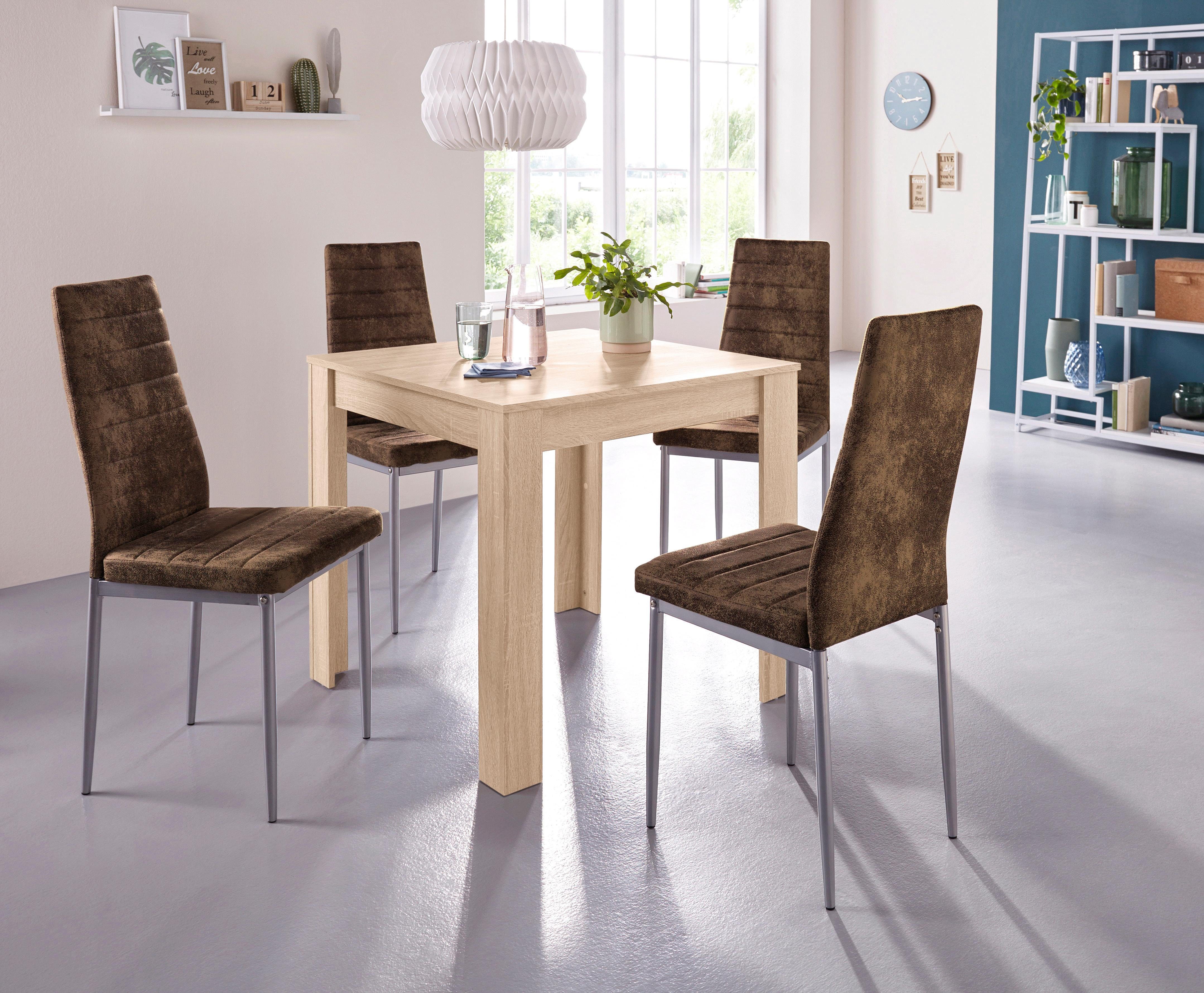 my home Eethoek 0 met eettafel lynn, breedte 80 cm en 4 x stoel kate (set, 5-delig)