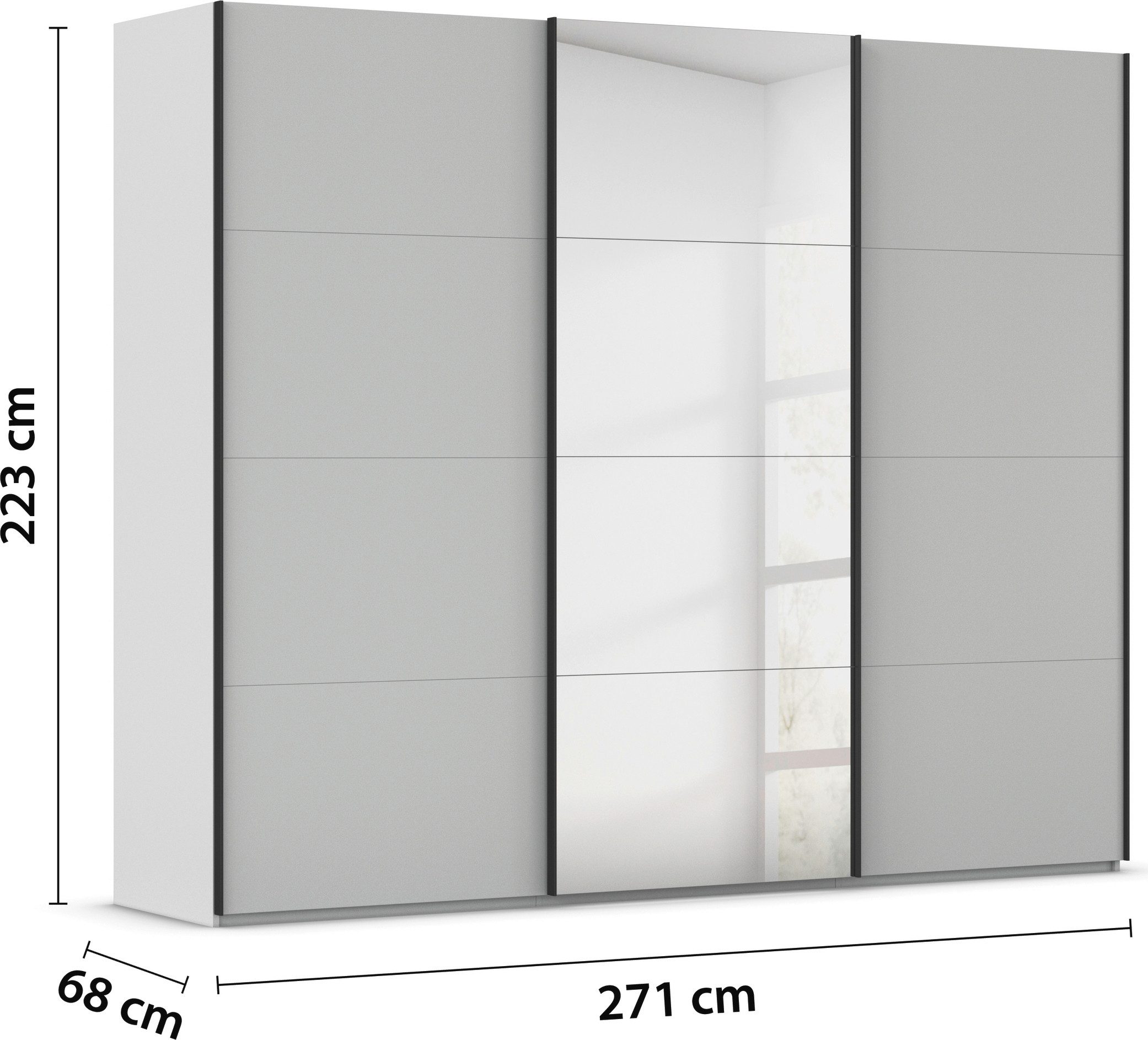 rauch Schuifdeurkast Kledingkast Kast Garderobe Slaapkamerkast SCALE-FYRA edel vierdelige deuren met spiegel en veel kleuren made in germany